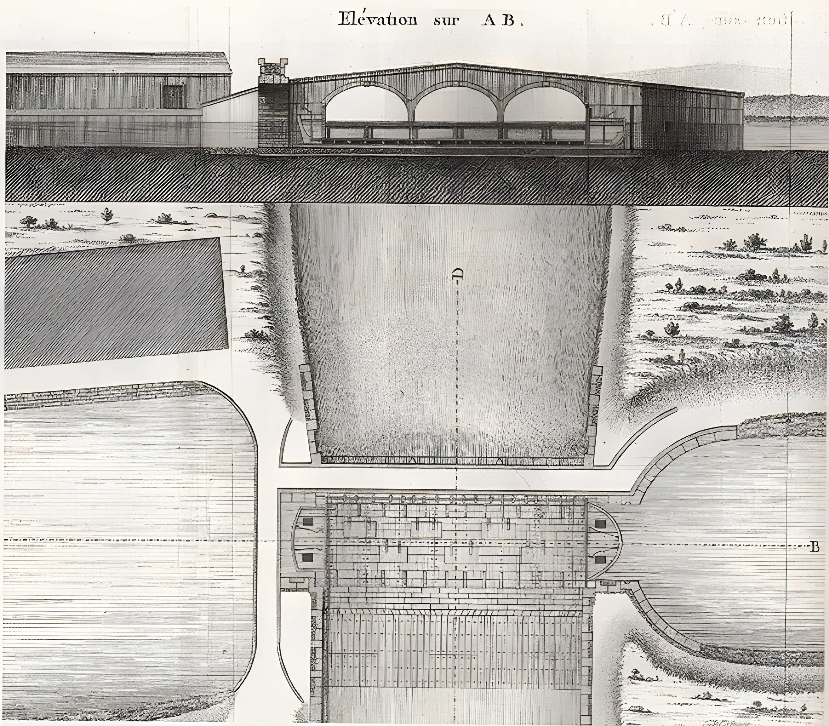 Canal du Midi : Barrage-écluse de Vias