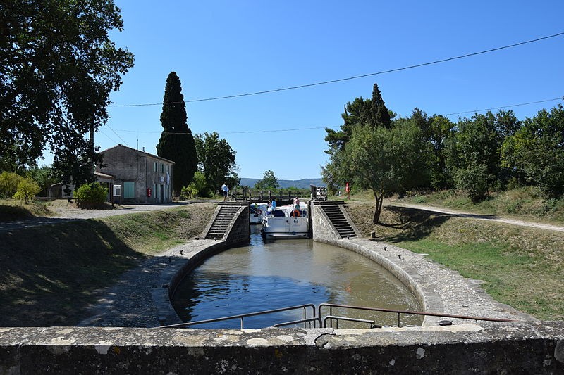Photo de Canal du Midi : Écluse triple de Fontfile