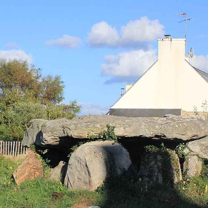 Photo de Dolmen à galerie avec la base de son tumulus de Belz
