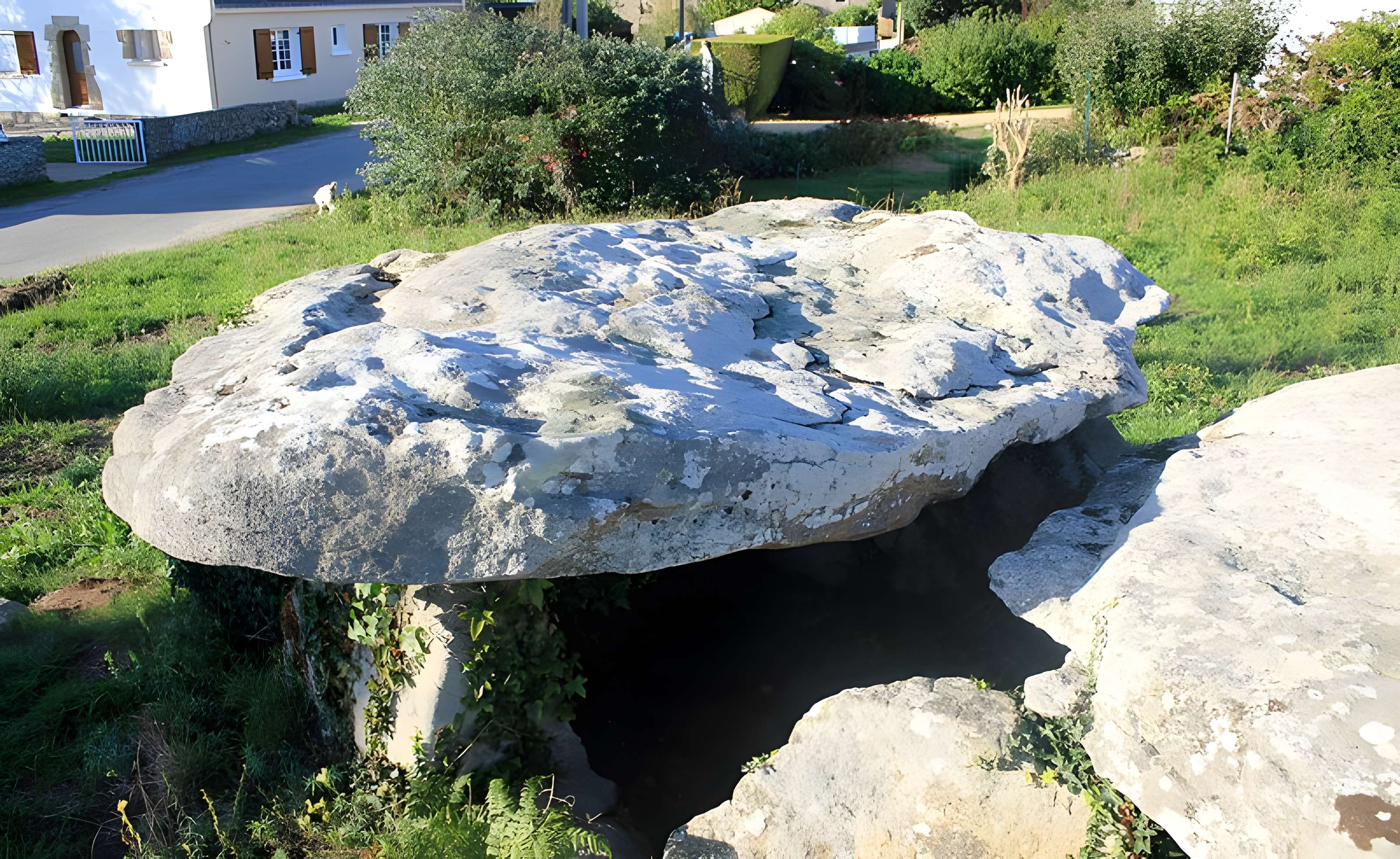 Dolmen à galerie avec la base de son tumulus de Belz