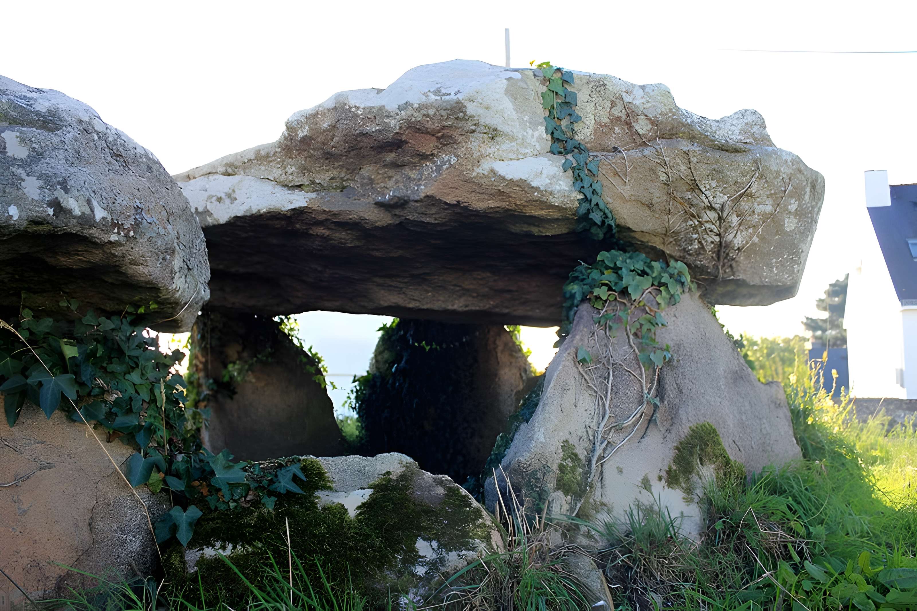 Dolmen à galerie avec la base de son tumulus de Belz