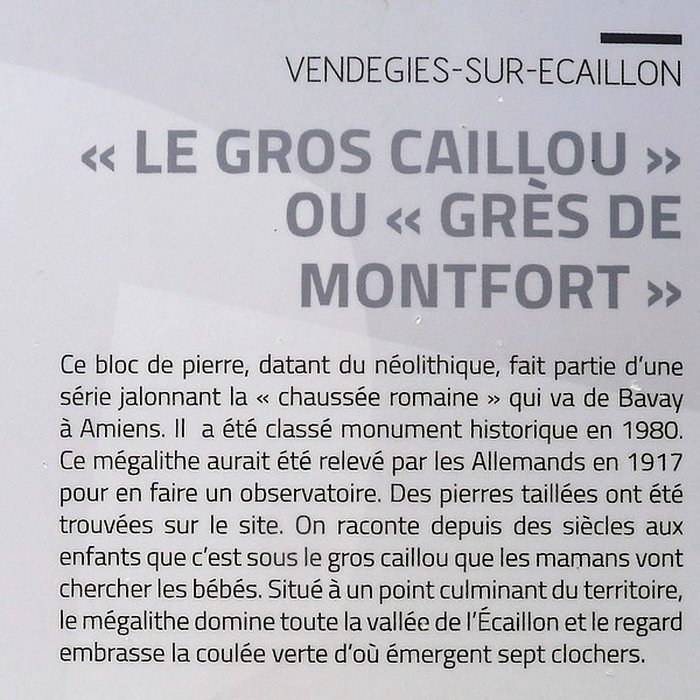 Photo de Menhir dit Le Gros Caillou ou Grès Montfort de Vendegies-sur-Écaillon
