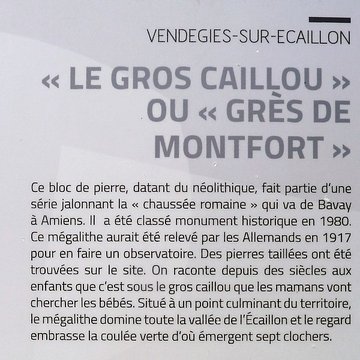 Menhir dit Le Gros Caillou ou Grès Montfort de Vendegies-sur-Écaillon