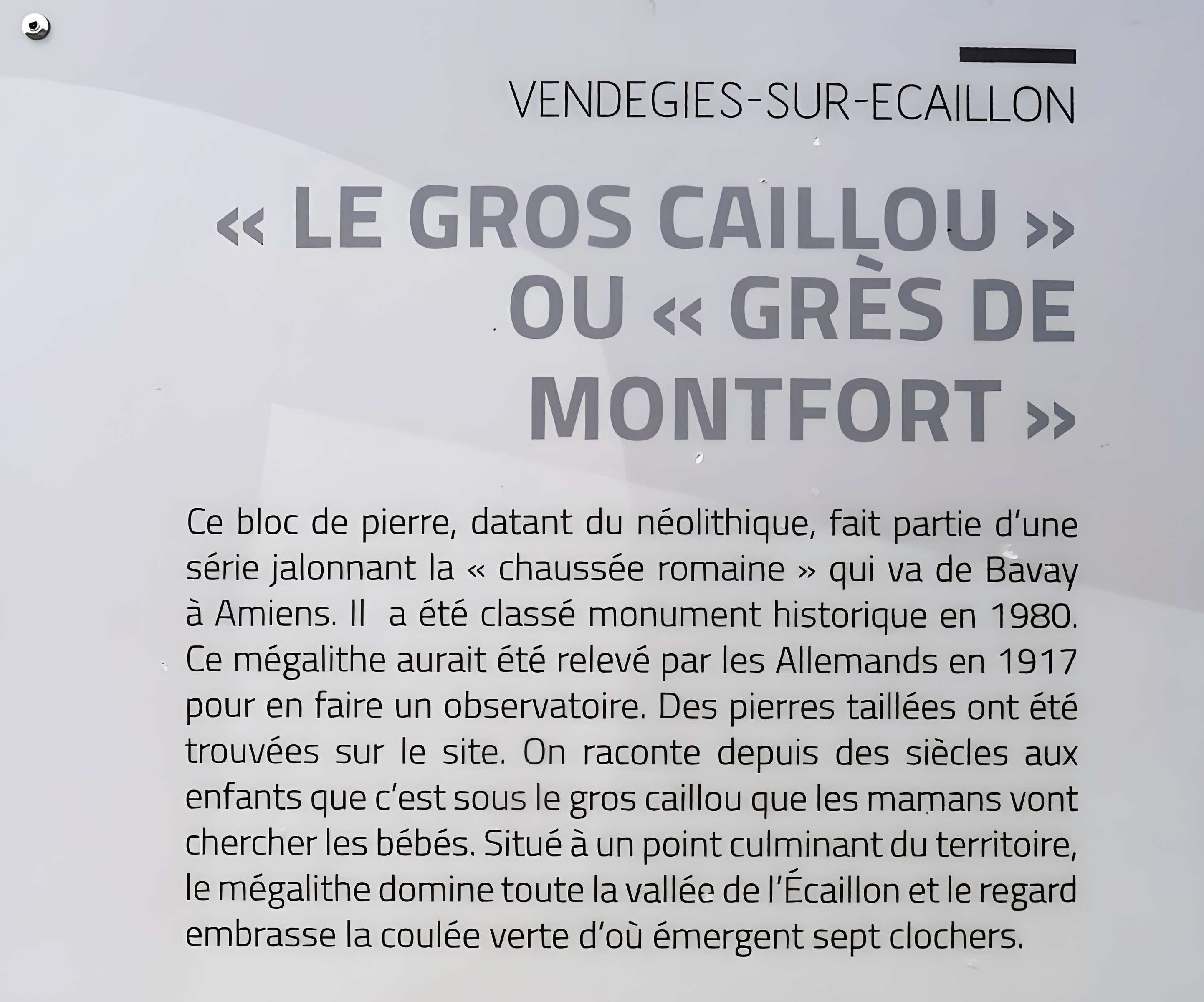 Menhir dit Le Gros Caillou ou Grès Montfort de Vendegies-sur-Écaillon