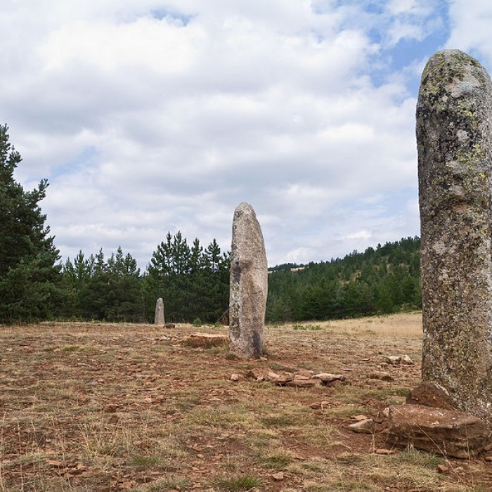Photo de Trois menhirs, du deuxième groupe dit de la Fage, à 500 m du premier du même nom