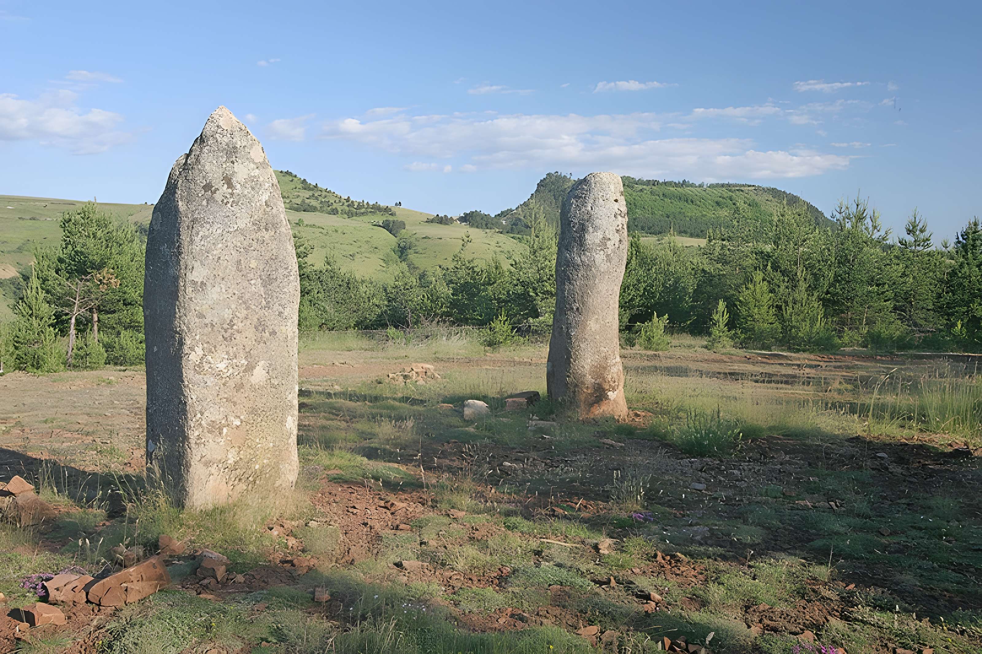 Menhirs constituant le premier groupe dit de la Fage