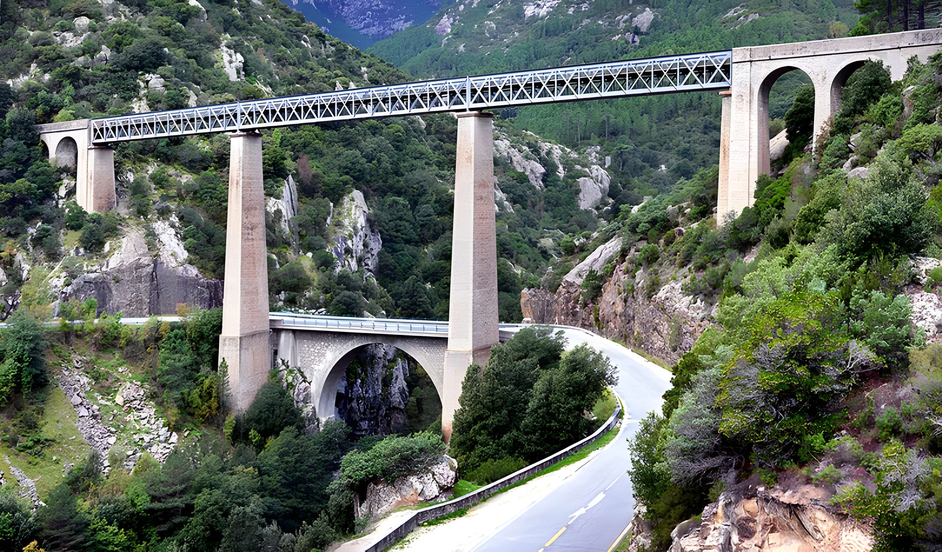Viaduc sur le Vecchio ou pont Eiffel (également sur commune de Vivario)