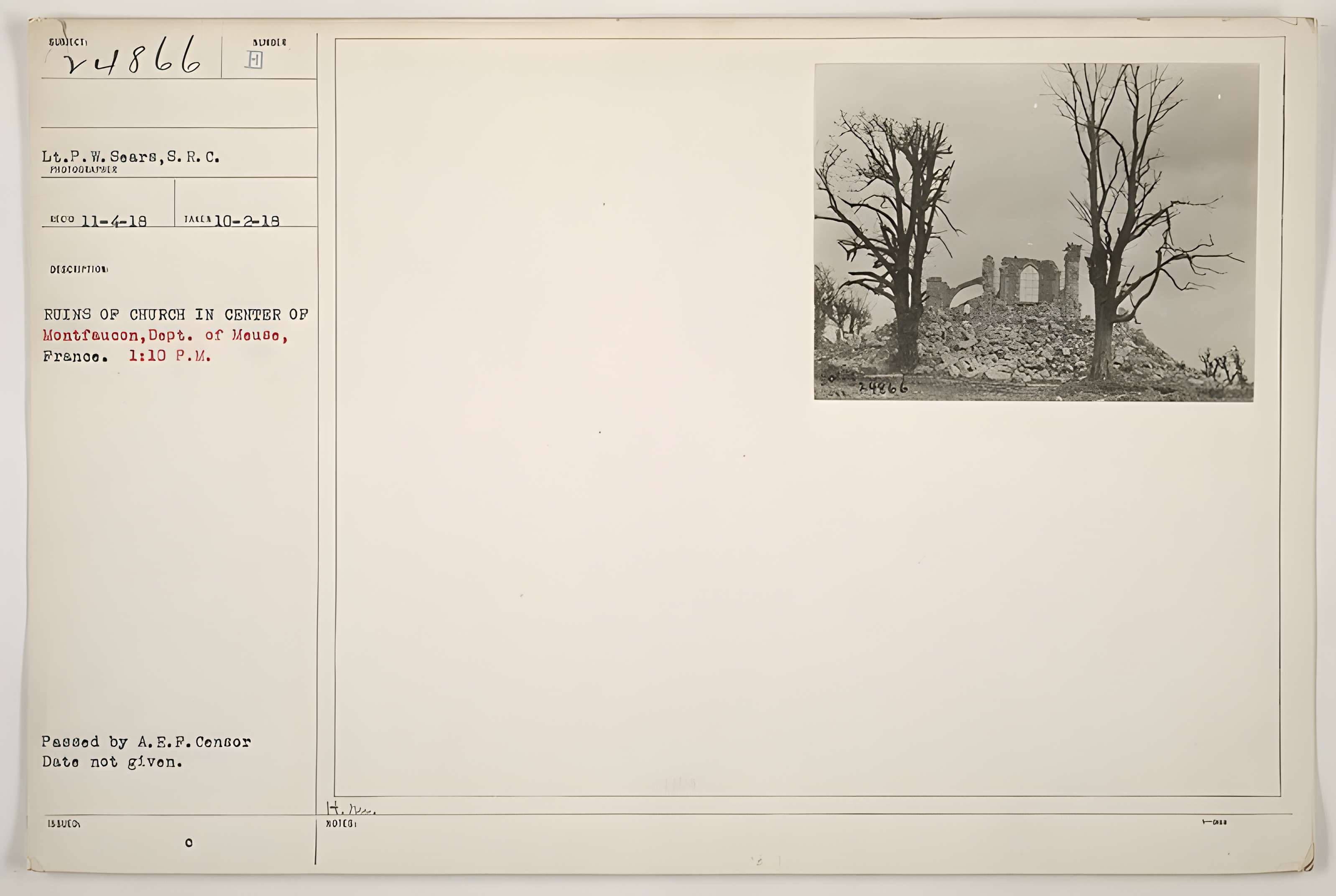 Ruine de la collégiale Saint-Germain à Montfaucon-d'Argonne