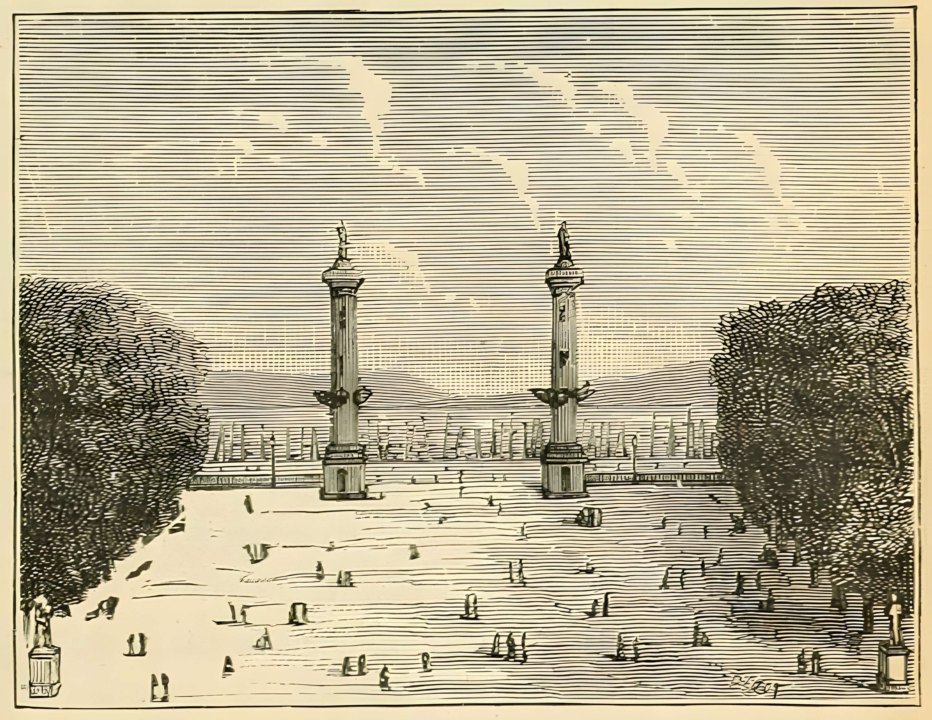 Les colonnes rostrales Place des Quinconces à Bordeaux