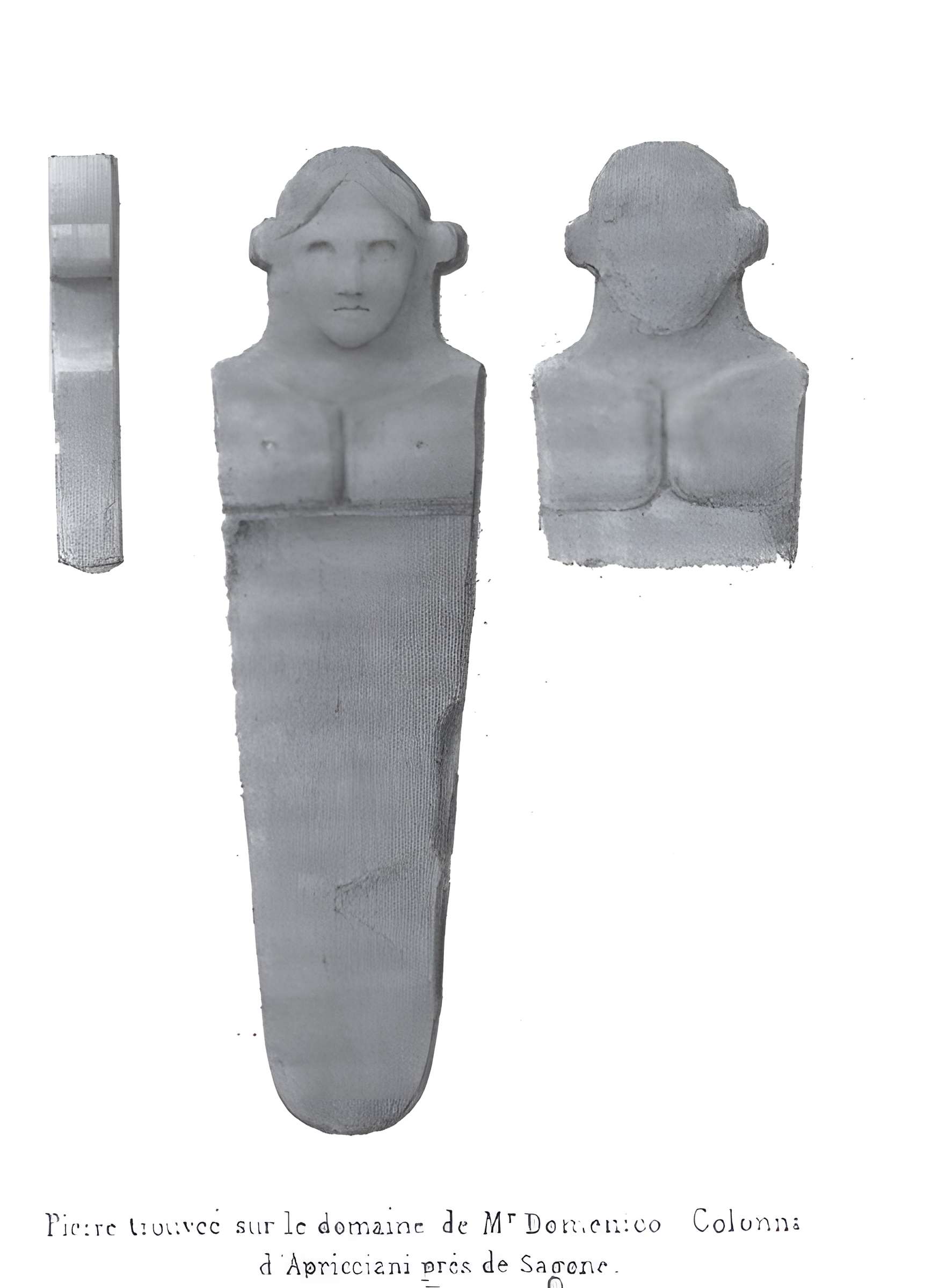 Figure antique d'Appriciani (rocher sculpté en forme de tête humaine)