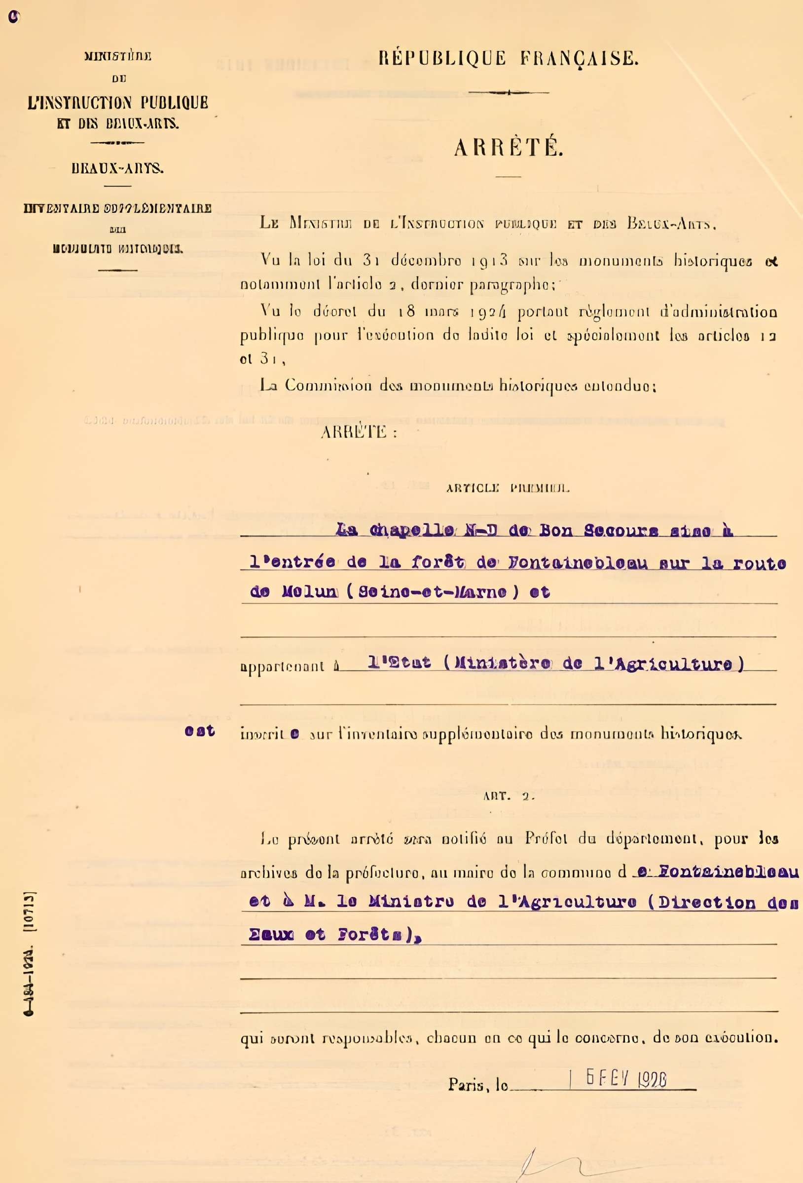 Chapelle Notre-Dame-de-Bon-Secours à Fontainebleau