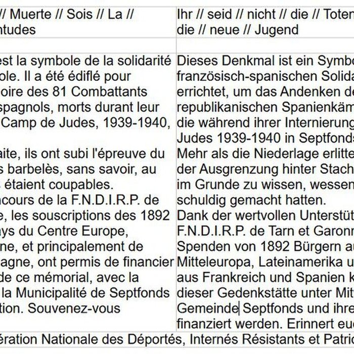 Photo de Cimetière des Espagnols du Camp de Judes à Septfonds