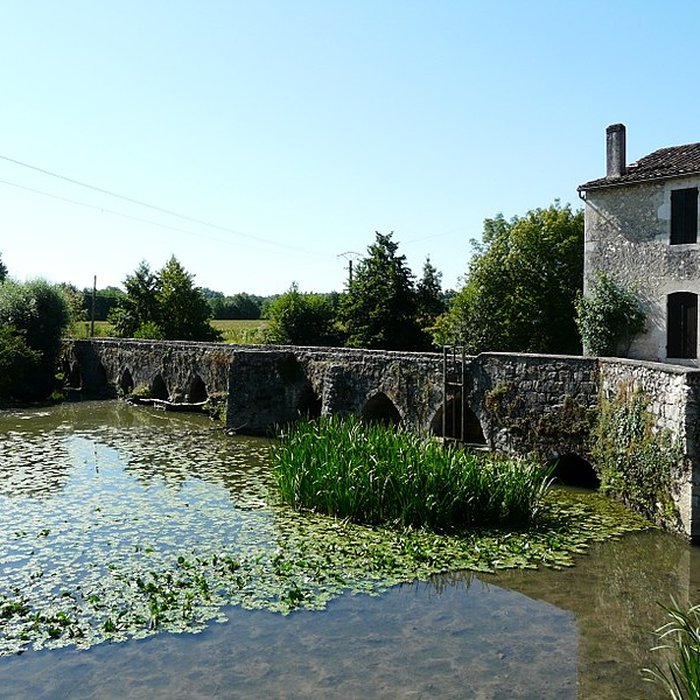 Photo de Pont médiéval, dit le vieux pont, sur le Dropt également sur commune dAgnac