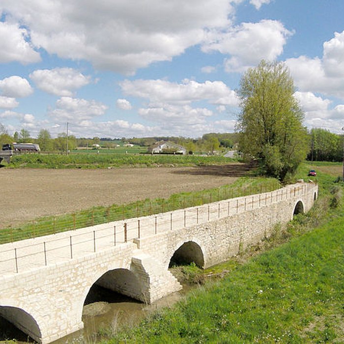 Photo de Pont médiéval, dit le vieux pont, sur le Dropt également sur commune dAgnac