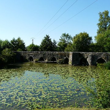 Pont médiéval, dit le vieux pont, sur le Dropt également sur commune dAgnac