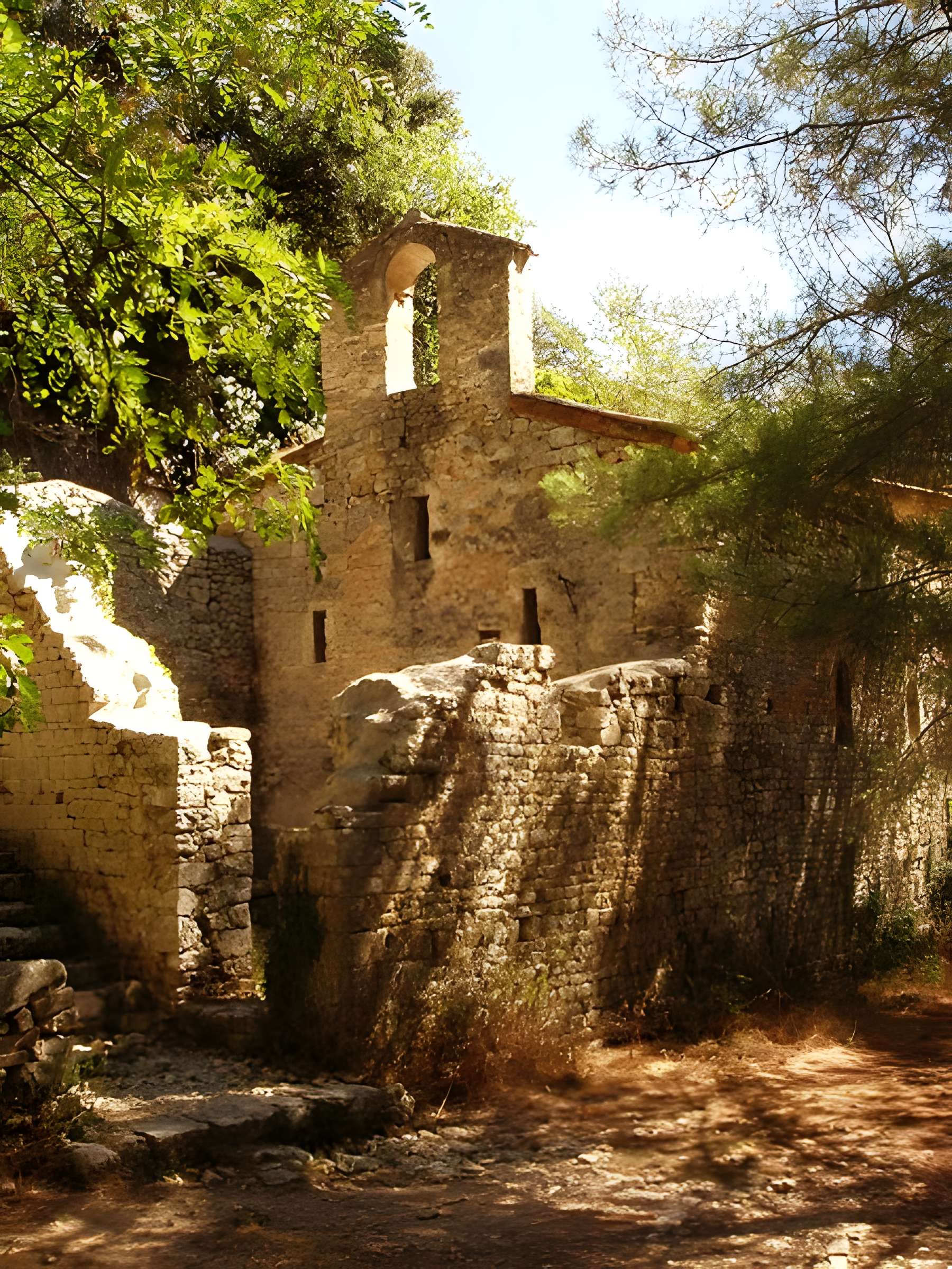 Ermitage tel qu'il est délimité par un mur d'enceinte
