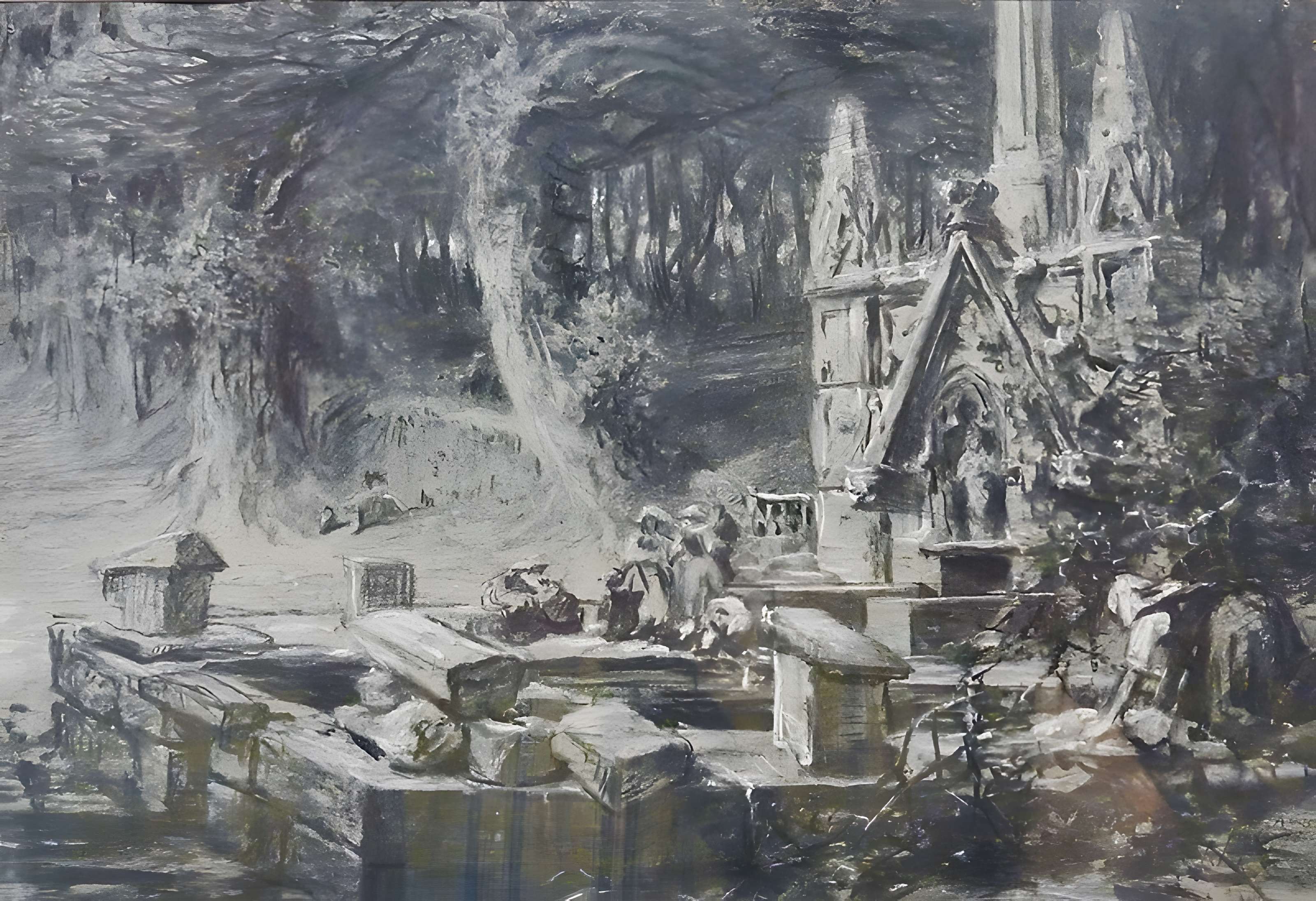 Fontaine et calvaire du Drennec de Clohars-Fouesnant