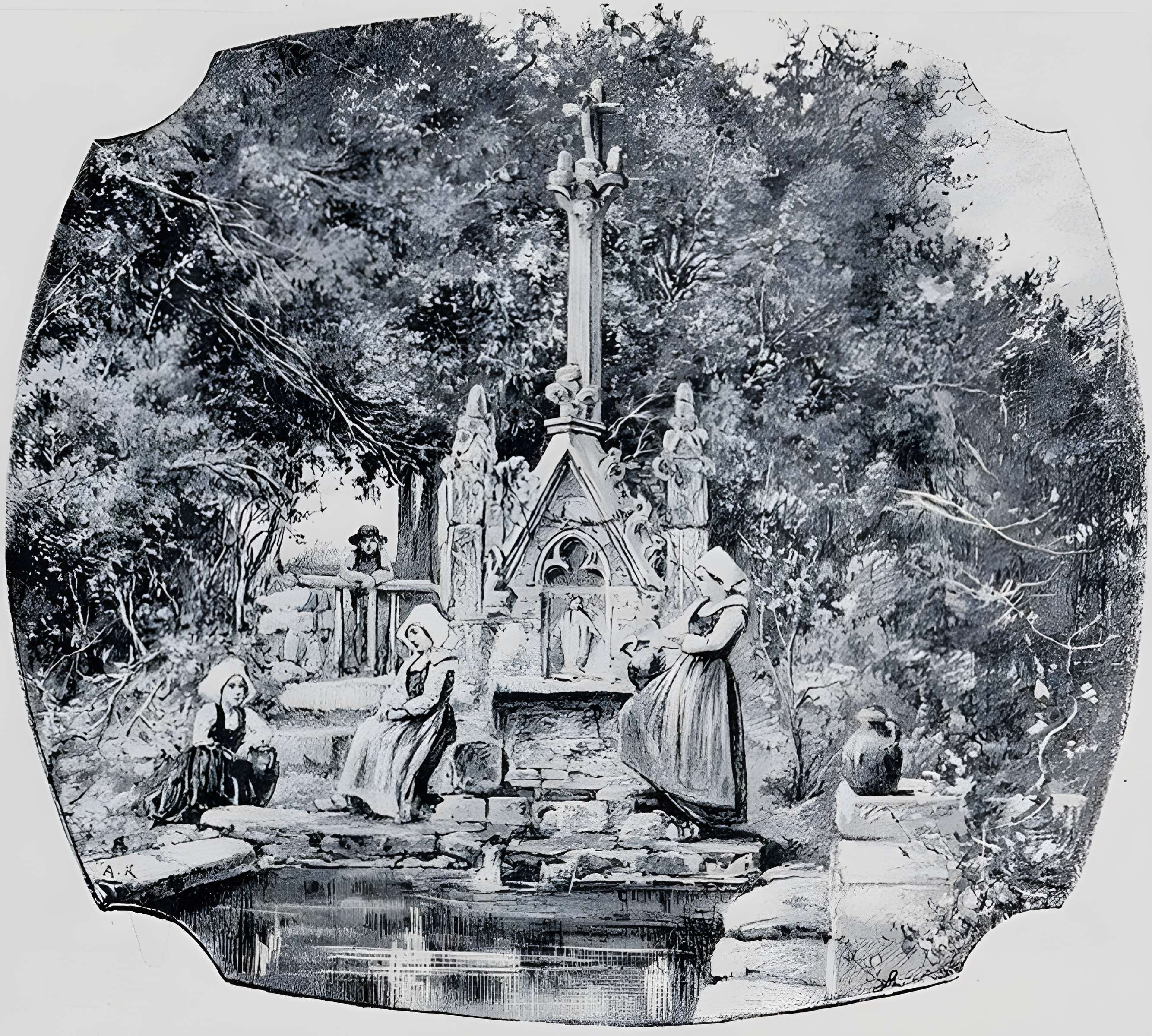 Fontaine et calvaire du Drennec de Clohars-Fouesnant