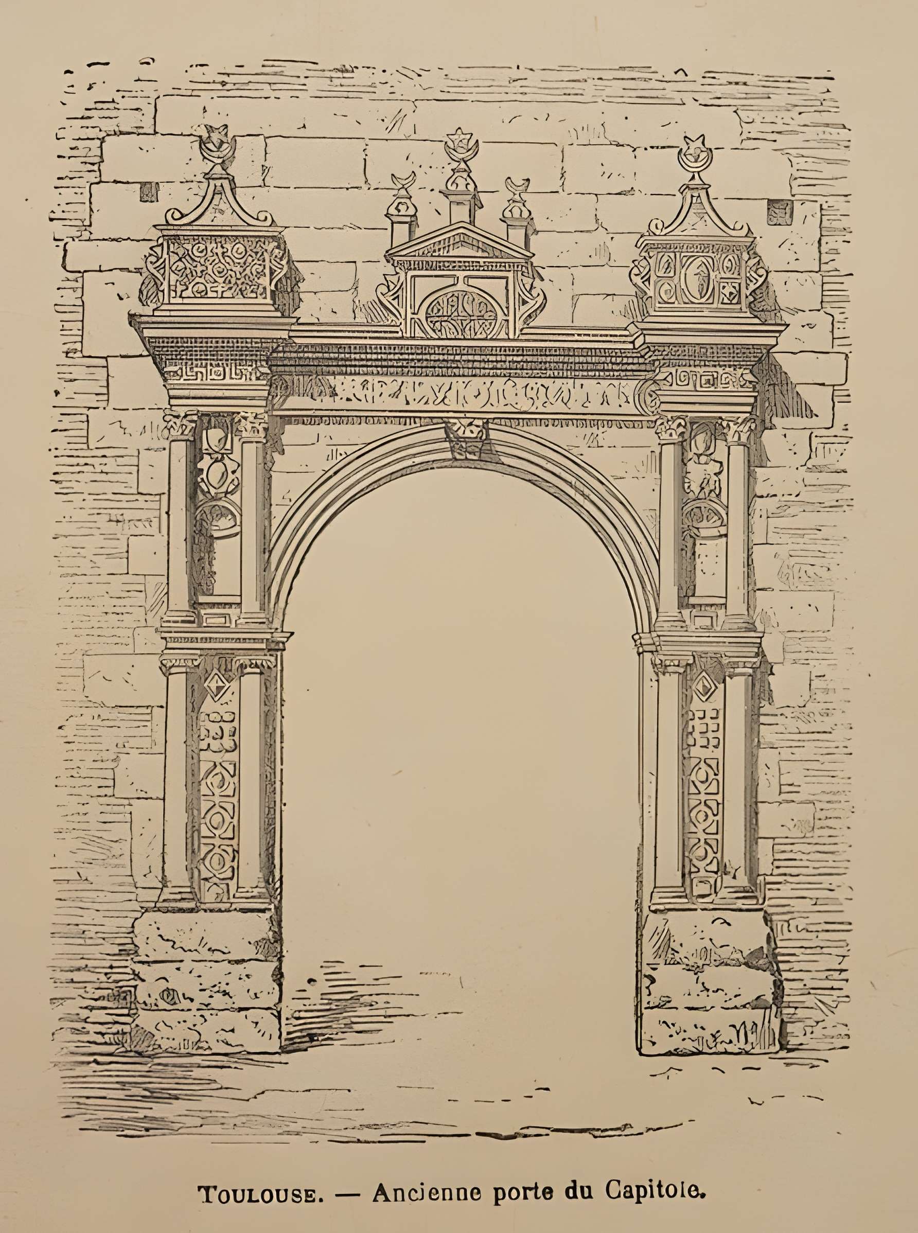 Ancienne porte du Capitole réédifiée dans le jardin des Plantes de Toulouse