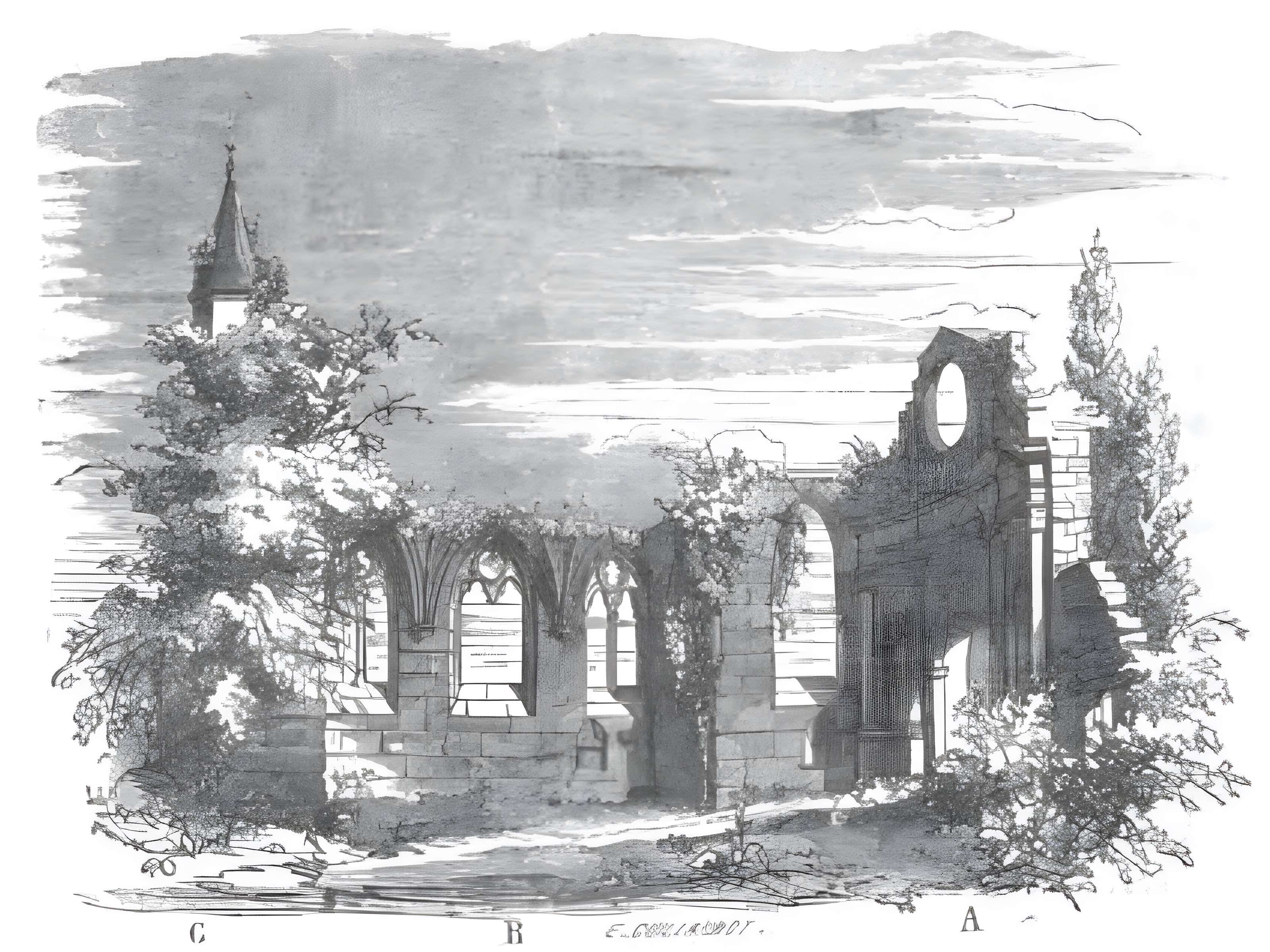 Ruines du prieuré de Saint-Pierre-en-Chastres dans la forêt de Compiègne