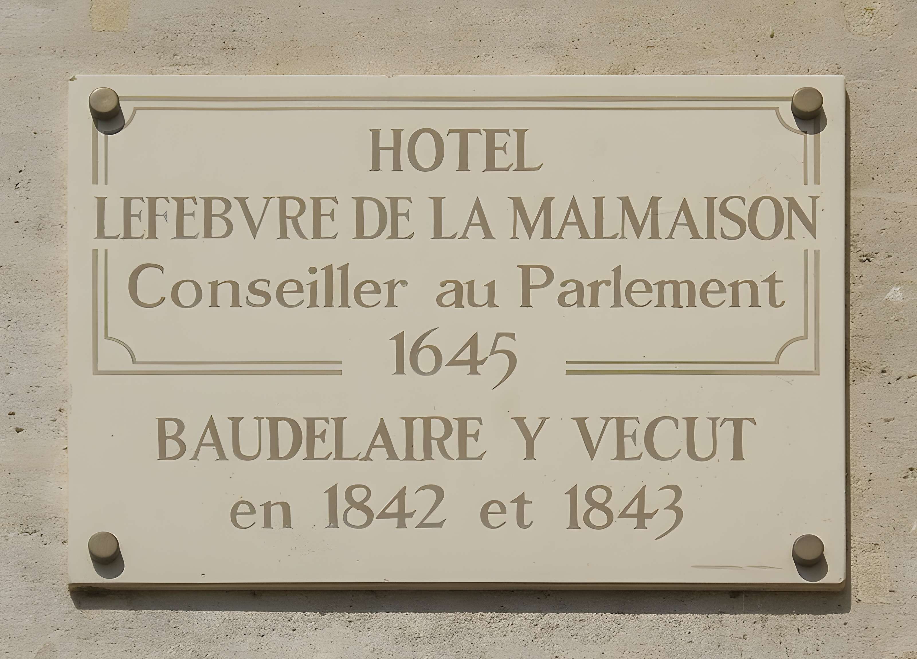 Hôtel Lefebure de la Malmaison - Paris 4ème