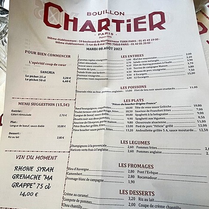 Photo de Grand Bouillon Chartier à Paris