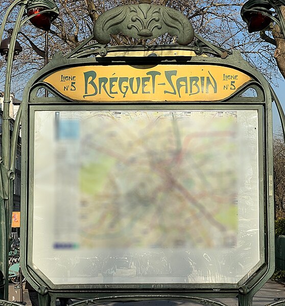 Édicule Guimard de la station Bréguet-Sabin - Paris 11ème