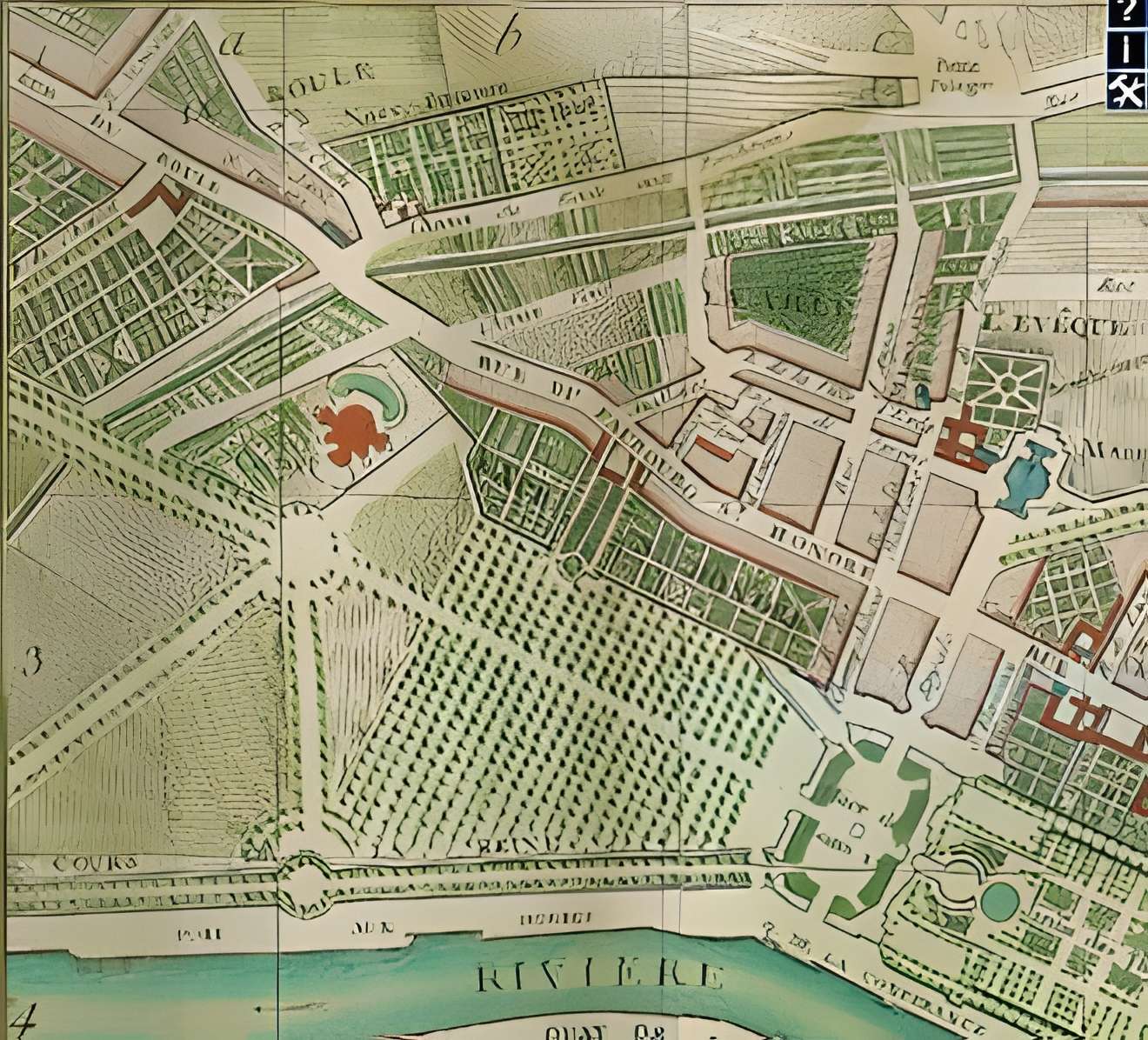 Rue du Faubourg-Saint-Honoré - Paris 8ème . Le faubourg Saint-Honoré vers 1780.