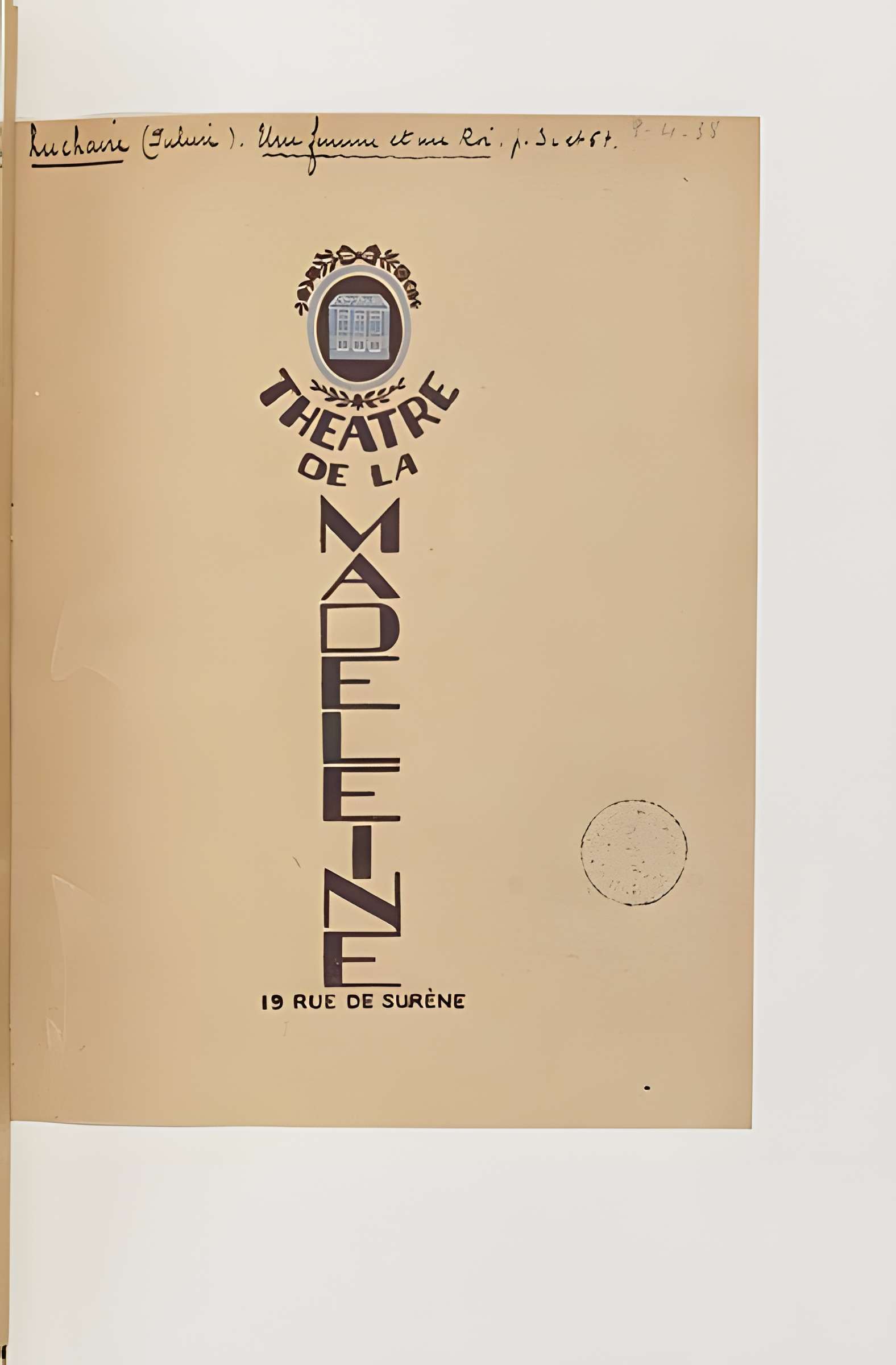 Théâtre de la Madeleine - Paris 8ème