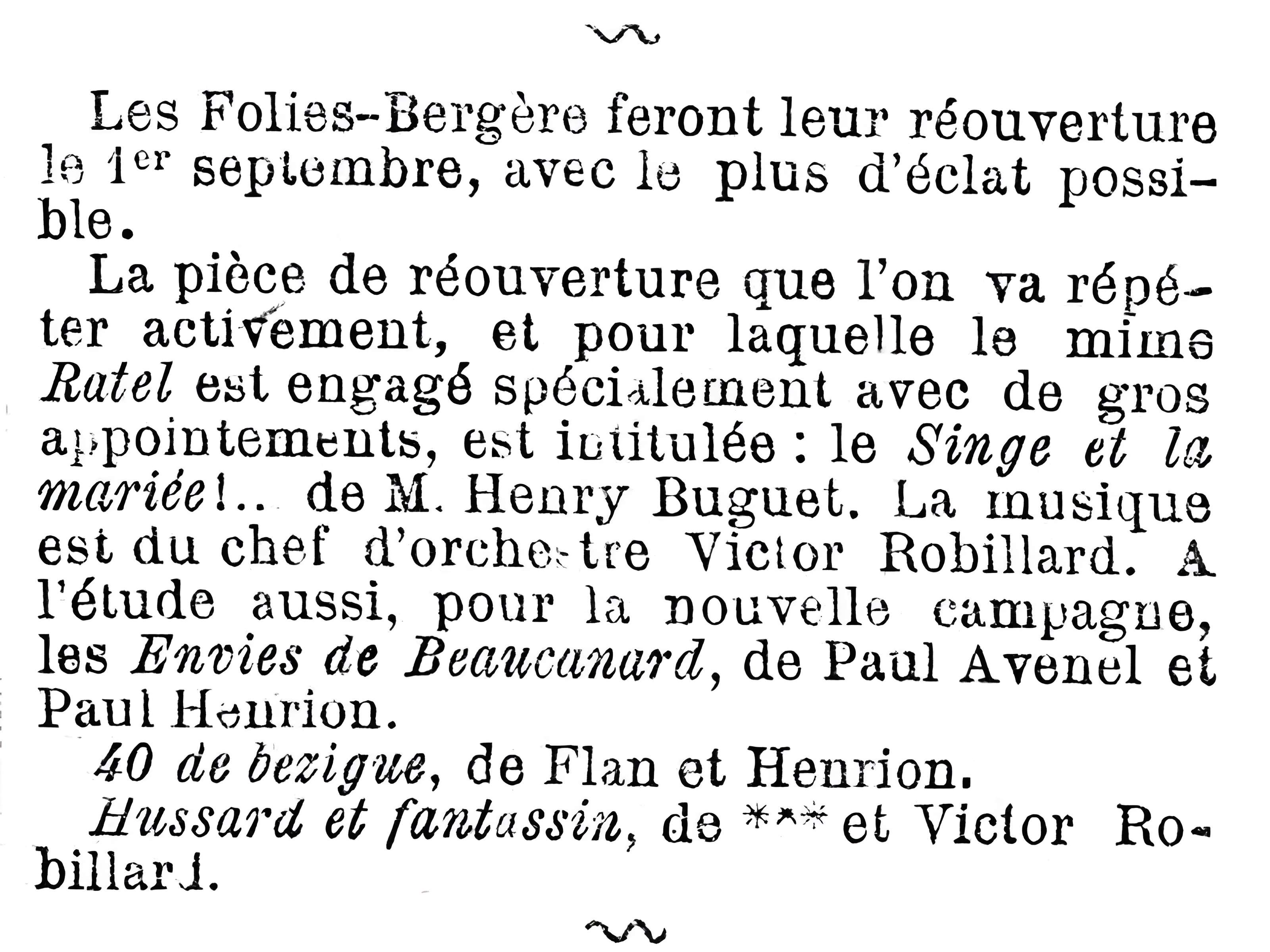 Théâtre des Folies Bergère à Paris