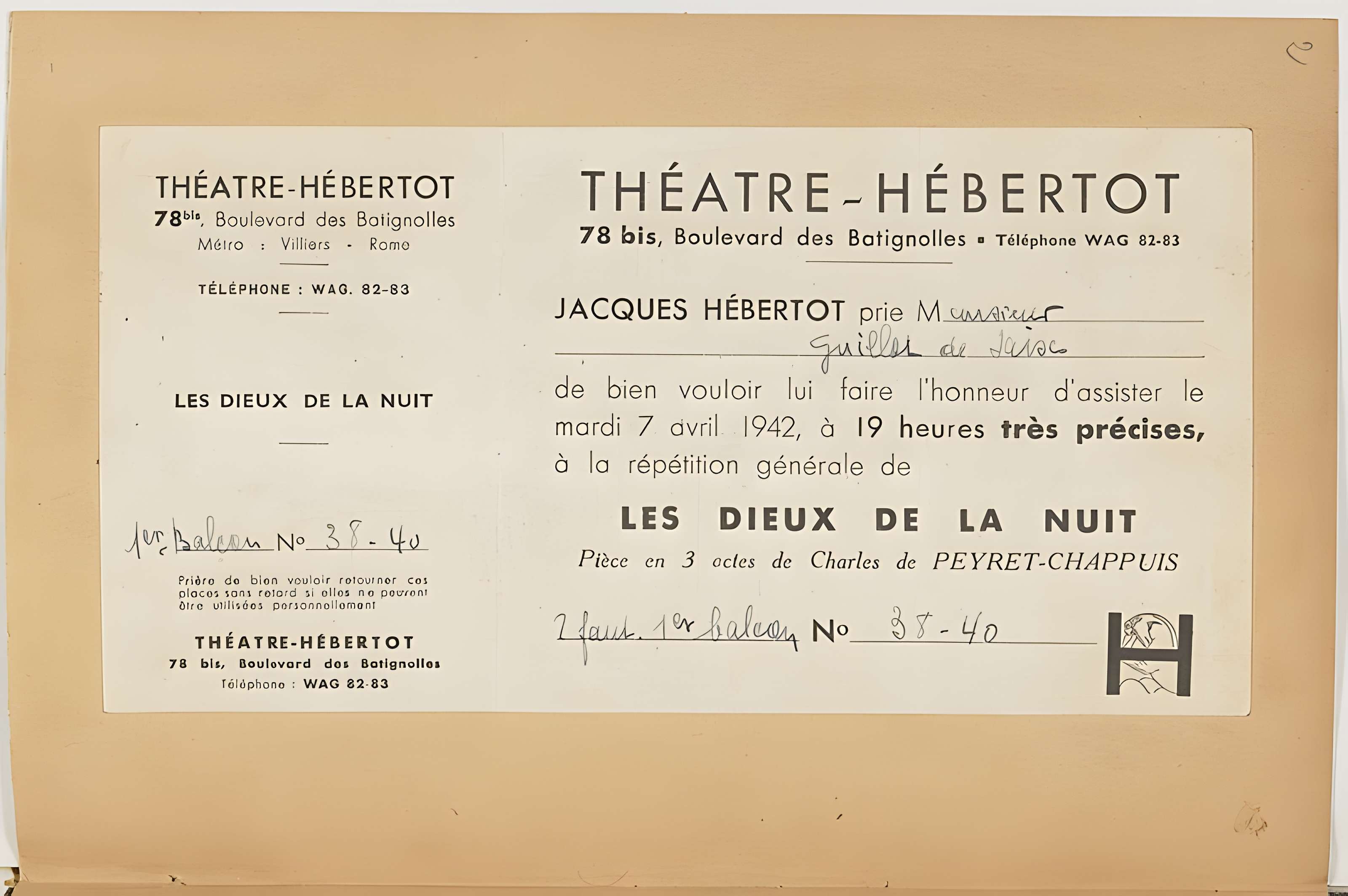 Théâtre des Arts  , actuellement théatre Hébertot