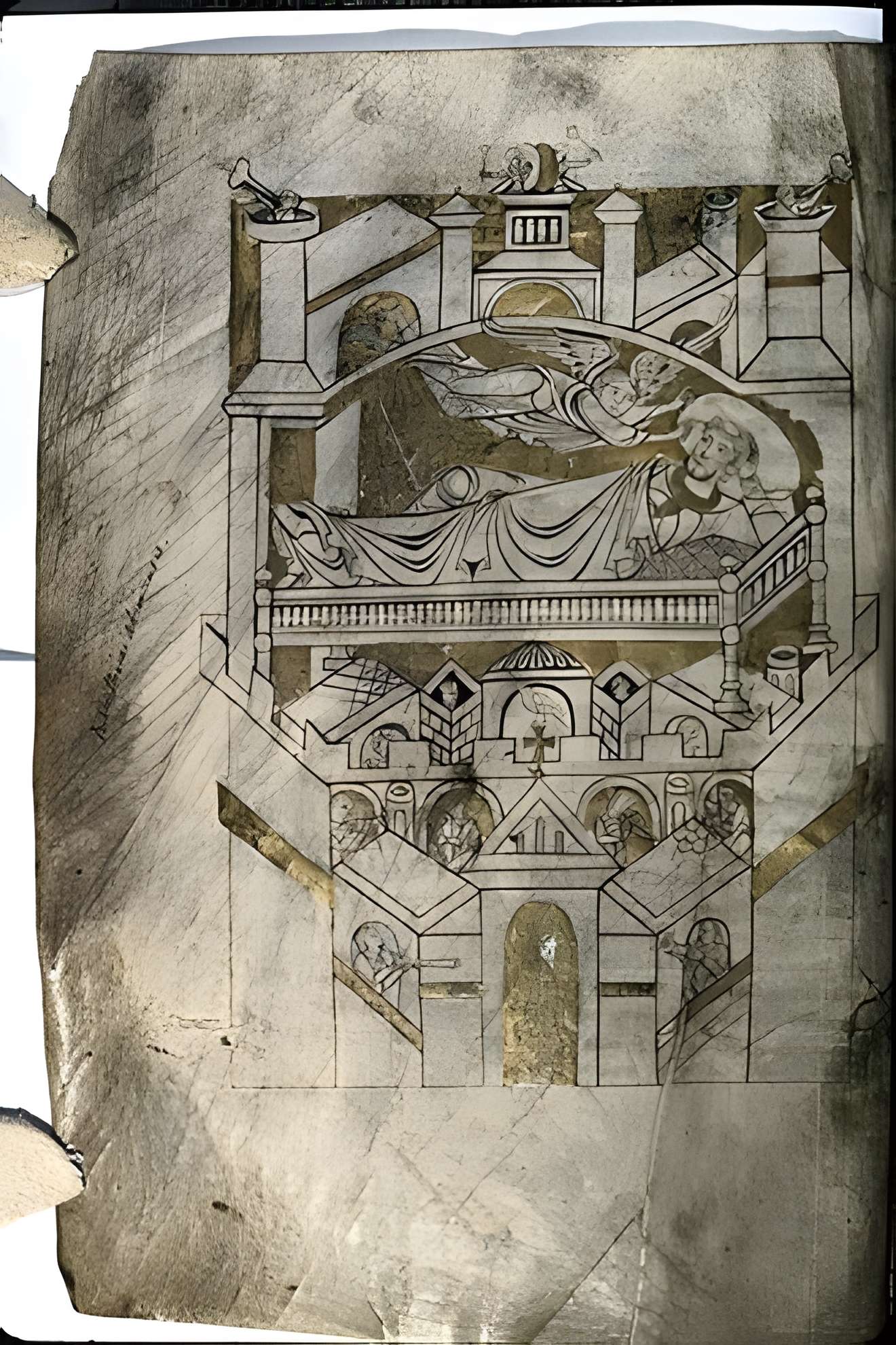 Le Scriptorial (musée des manuscrits du Mont-Saint-Michel) à Avranches Miniature du Cartulaire du Mont-Saint-Michel.