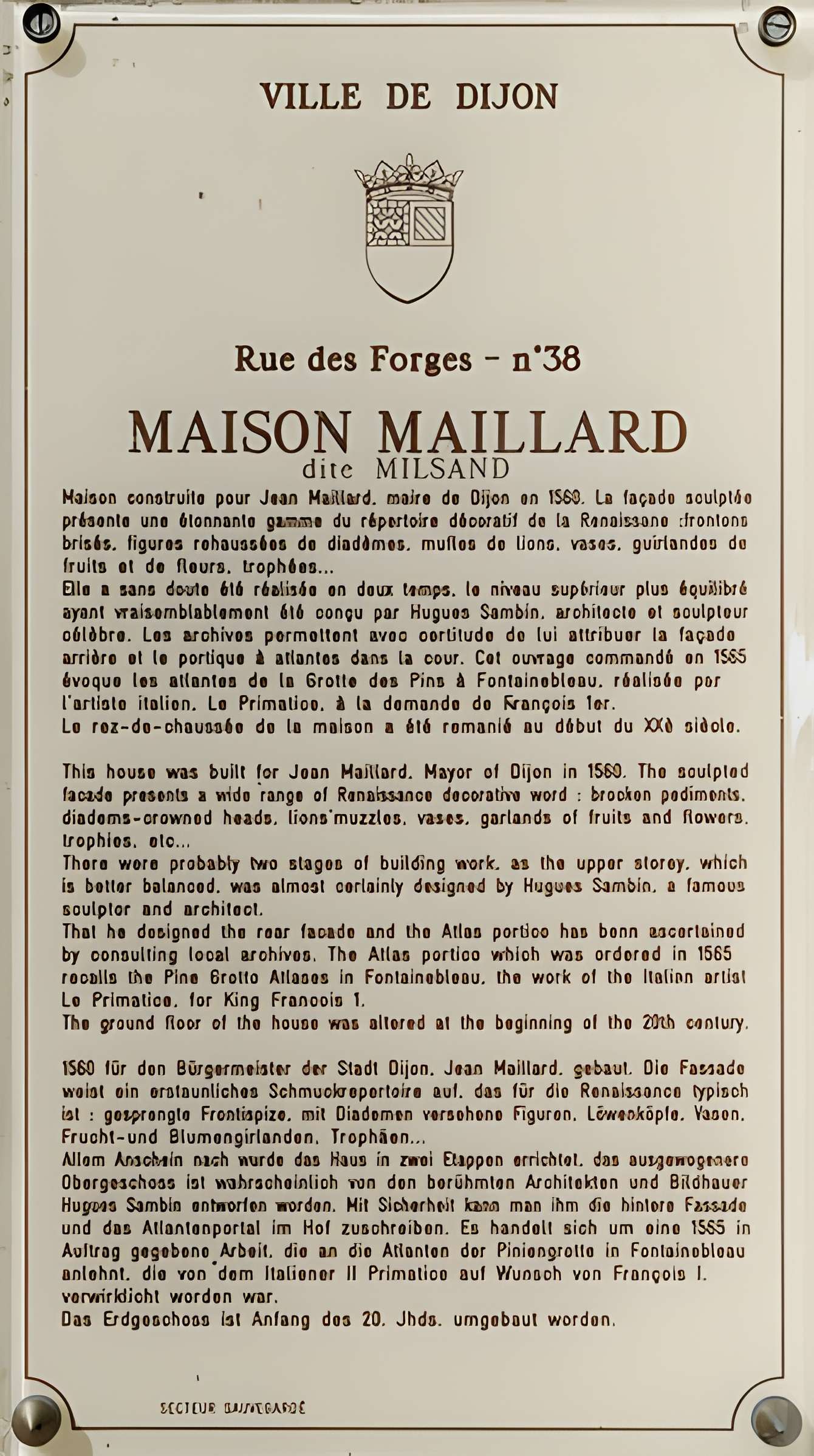 Maison Milsand, dite aussi des Ambassadeurs