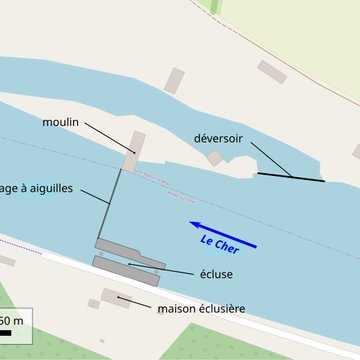 Site du barrage éclusé mobile à aiguilles de Nitray