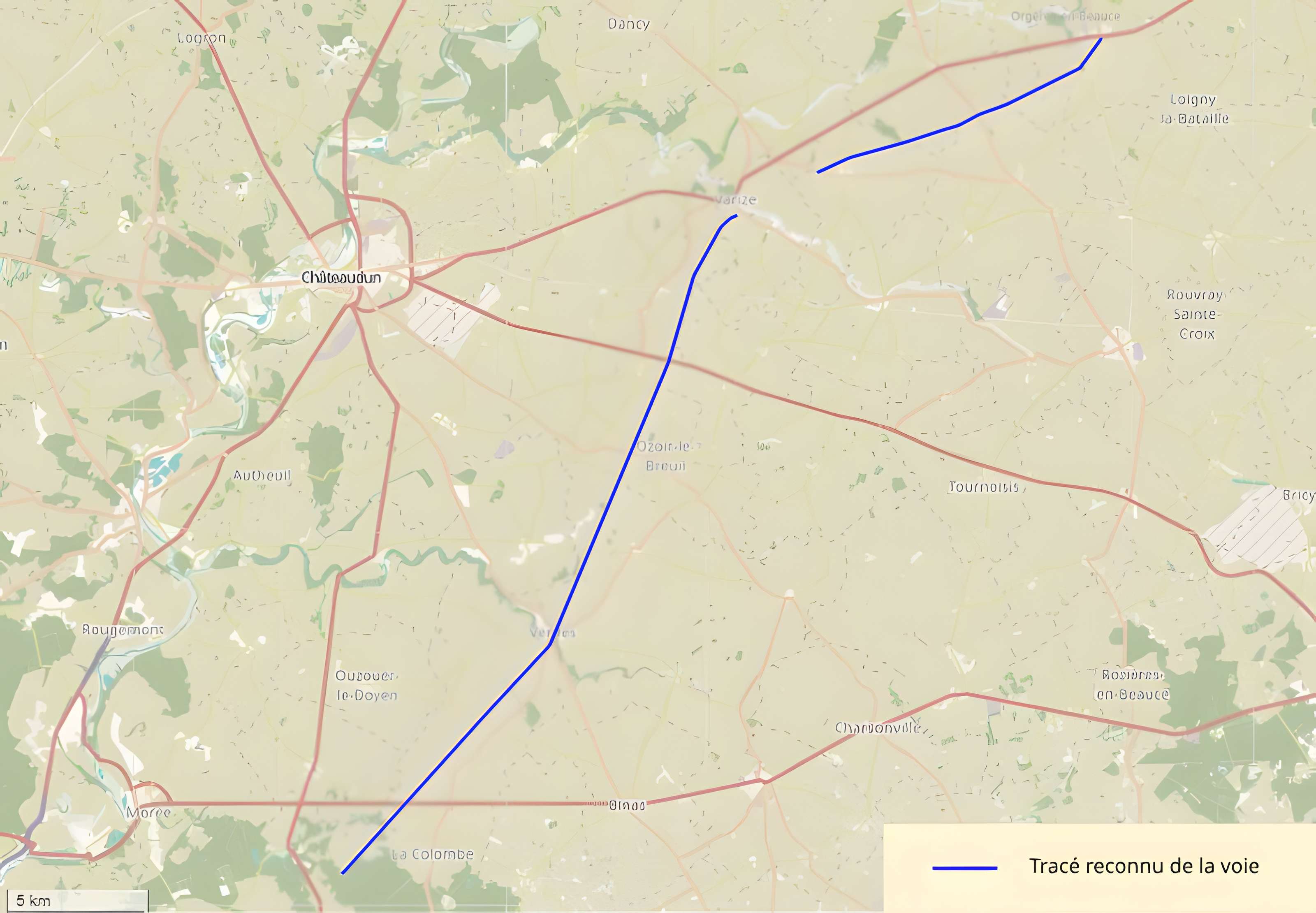 Voie gallo-romaine dite voie de Jules César ou chemin de Chartres (également sur communes de Sémerville, Membrolles et La Colombe)