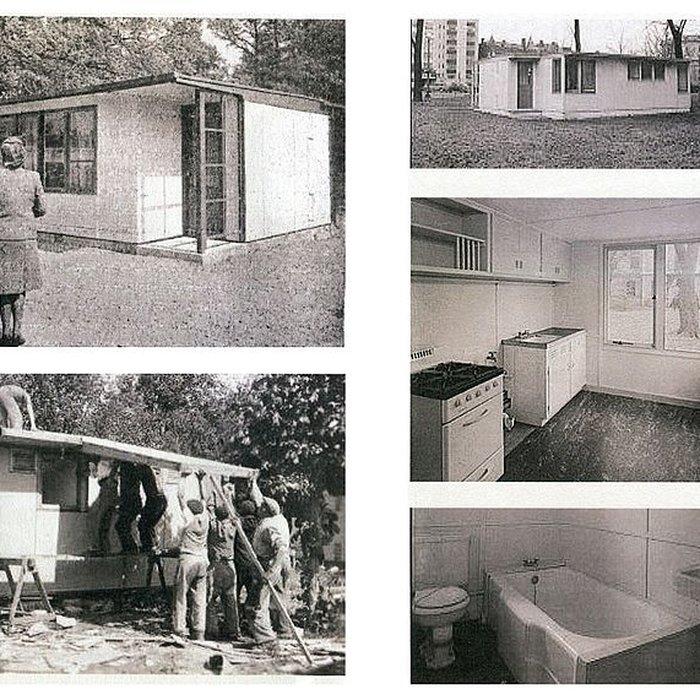 Photo de Baraque de type canadien implantée dans la cité de lhabitat provisoire de Soye