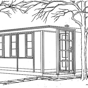 Baraque de type canadien implantée dans la cité de lhabitat provisoire de Soye