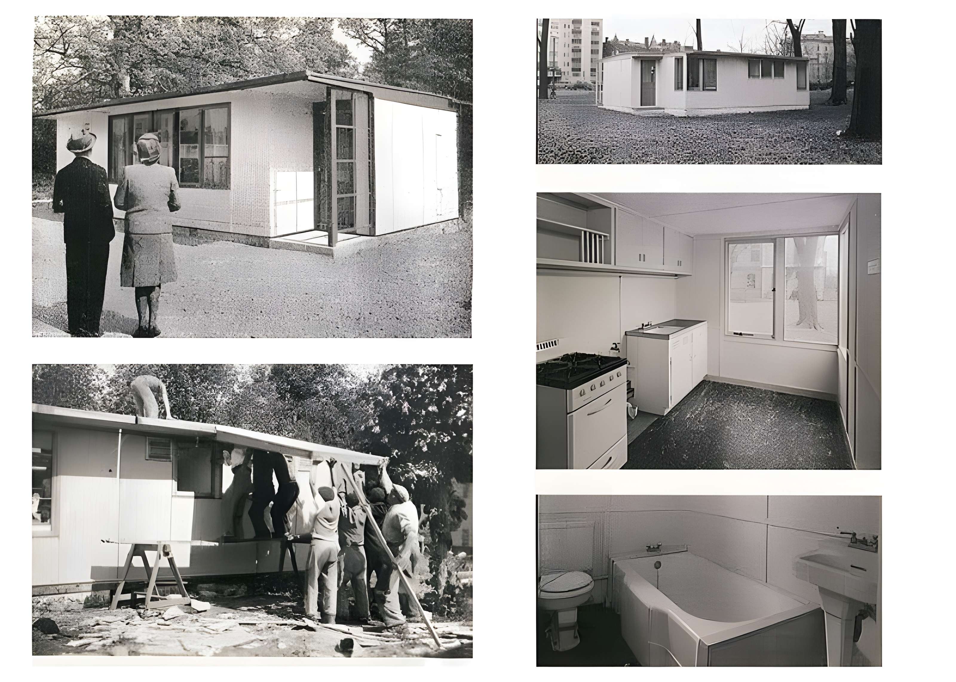 Baraque de type canadien implantée dans la cité de l'habitat provisoire de Soye