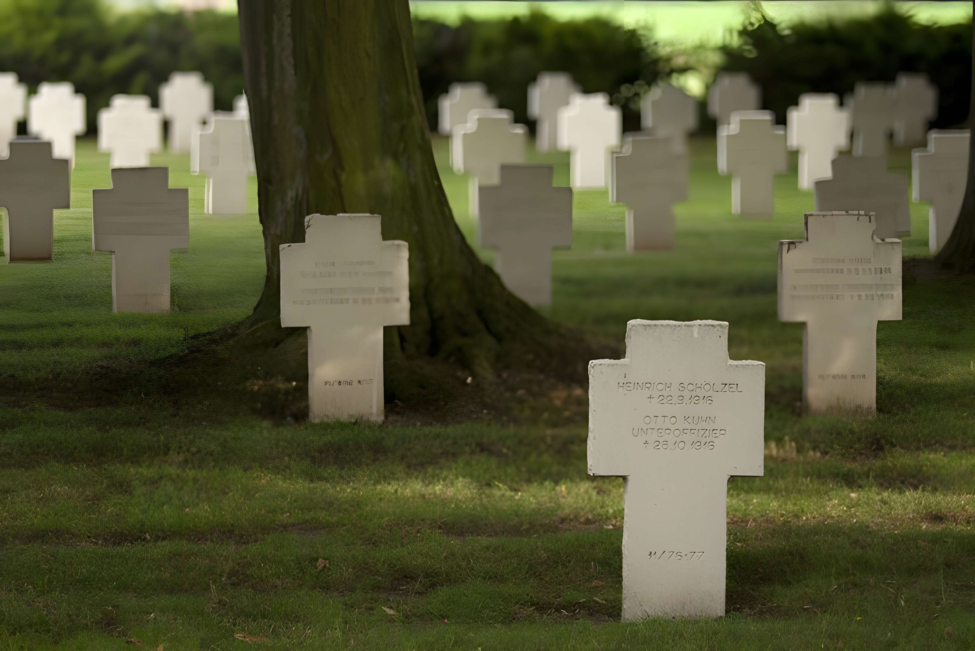 Ensemble formé par le cimetière allemand de la route de Solesmes et le Cambrai East Military Cemetery