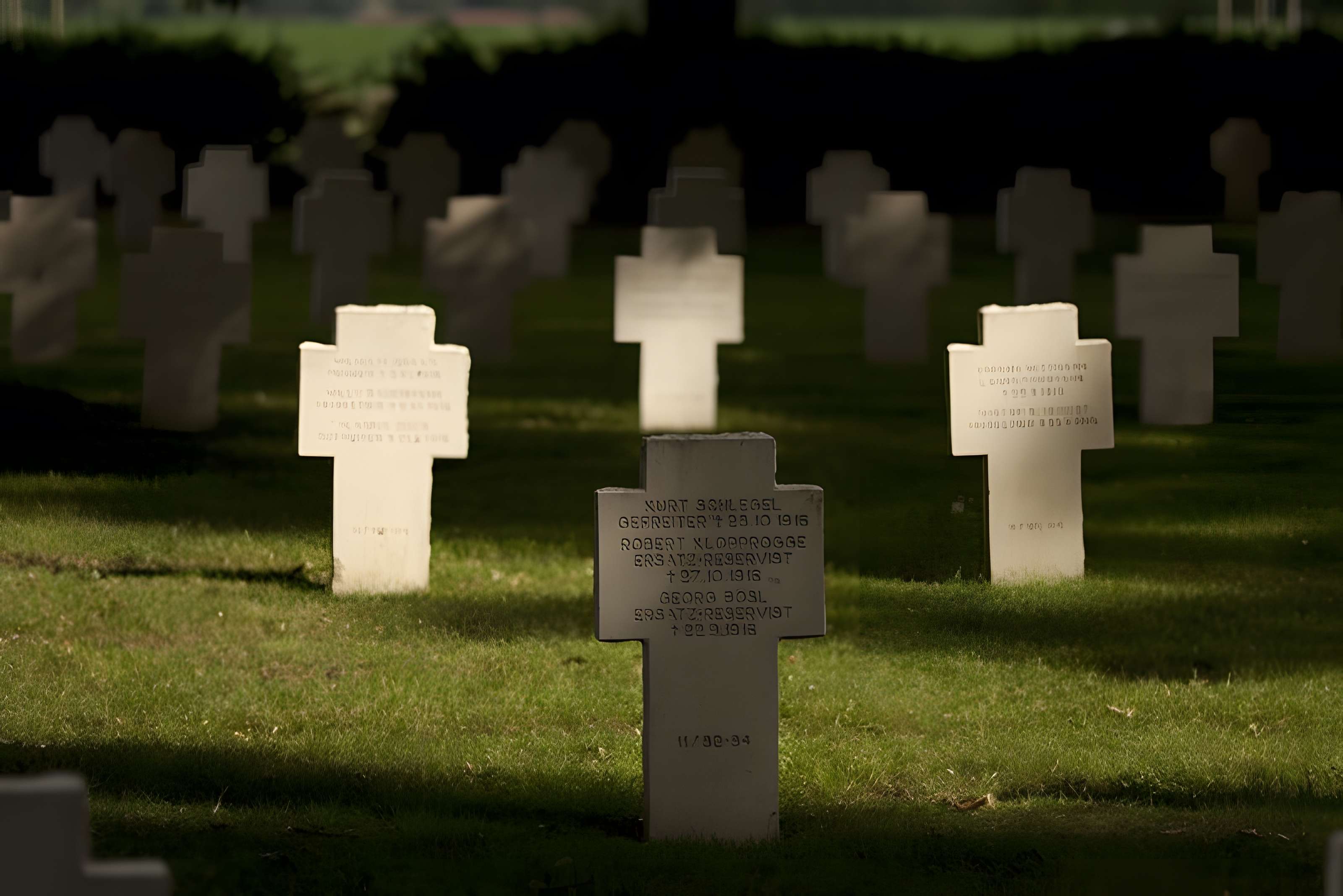 Ensemble formé par le cimetière allemand de la route de Solesmes et le Cambrai East Military Cemetery