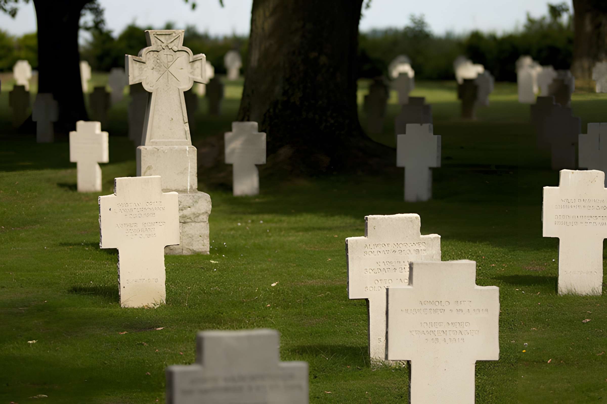 Ensemble formé par le cimetière allemand de la route de Solesmes et le Cambrai East Military Cemetery