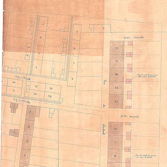 Photo de Cité des Electriciens ancien coron de la fosse n 2 dite du Mont-Blanc , située en bordure de la rue Anatole-France et constitué de la totalité des rues Ampère, Branly, Coulomb, Edison, Faraday, Franklin, Gramme, Laplace, Marconi, Volta