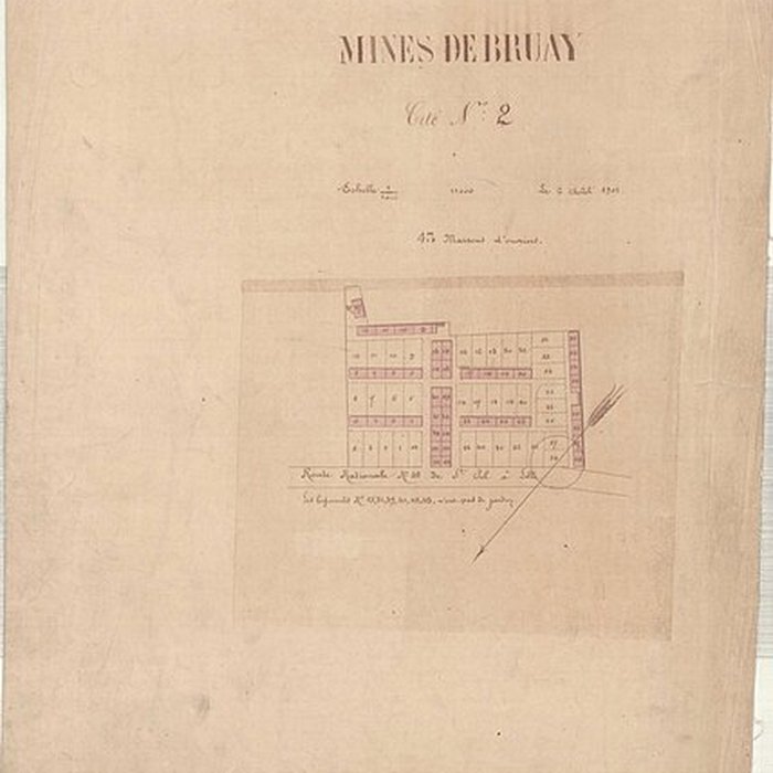 Photo de Cité des Electriciens ancien coron de la fosse n 2 dite du Mont-Blanc , située en bordure de la rue Anatole-France et constitué de la totalité des rues Ampère, Branly, Coulomb, Edison, Faraday, Franklin, Gramme, Laplace, Marconi, Volta