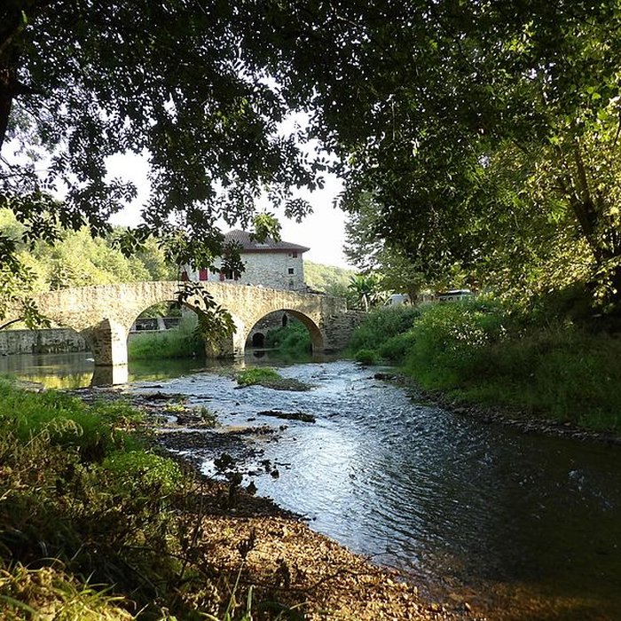 Photo de Pont ancien et Moulin de Heugas situés sur le Lihoury