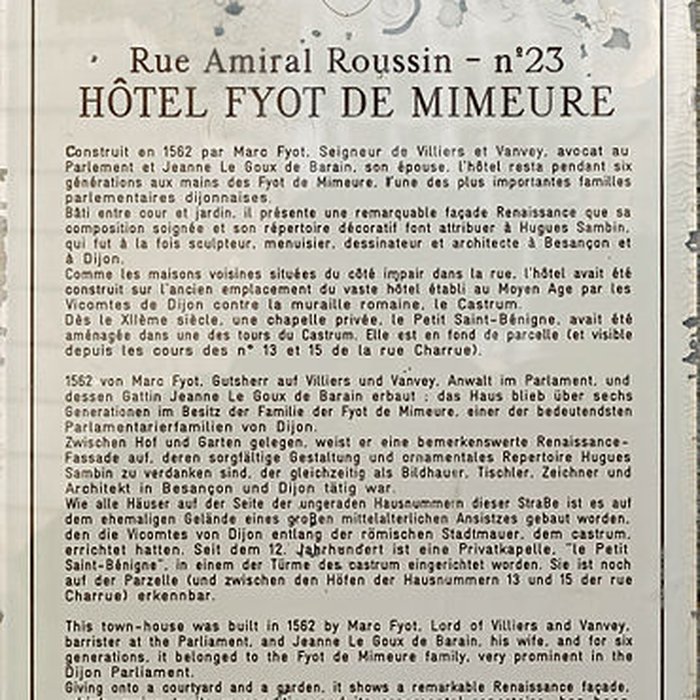 Photo de Hôtel Fyot-de-Mimeure à Dijon