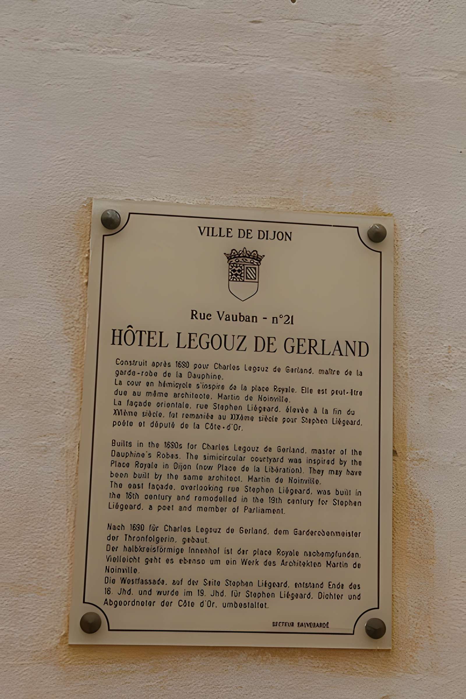 Hôtel Legouz de Gerland à Dijon