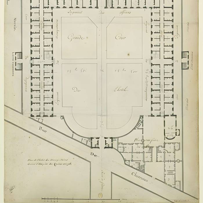 Photo de Ancienne caserne des Mousquetaires Noirs, dans lactuel Hôpital des Quinze-Vingts Centre dophtalmologie