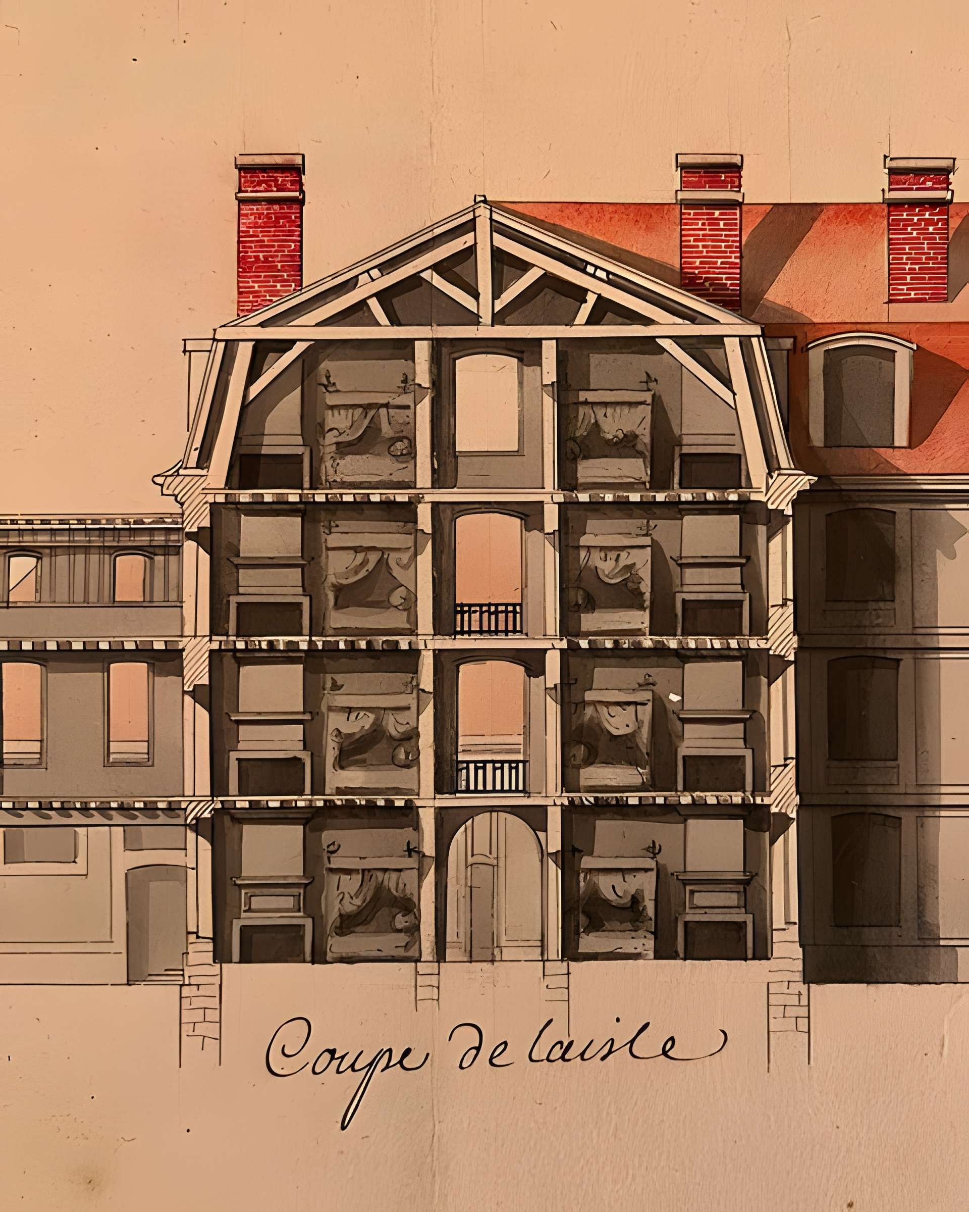 Ancienne caserne des Mousquetaires Noirs, dans l'actuel Hôpital des Quinze-Vingts (Centre d'ophtalmologie)