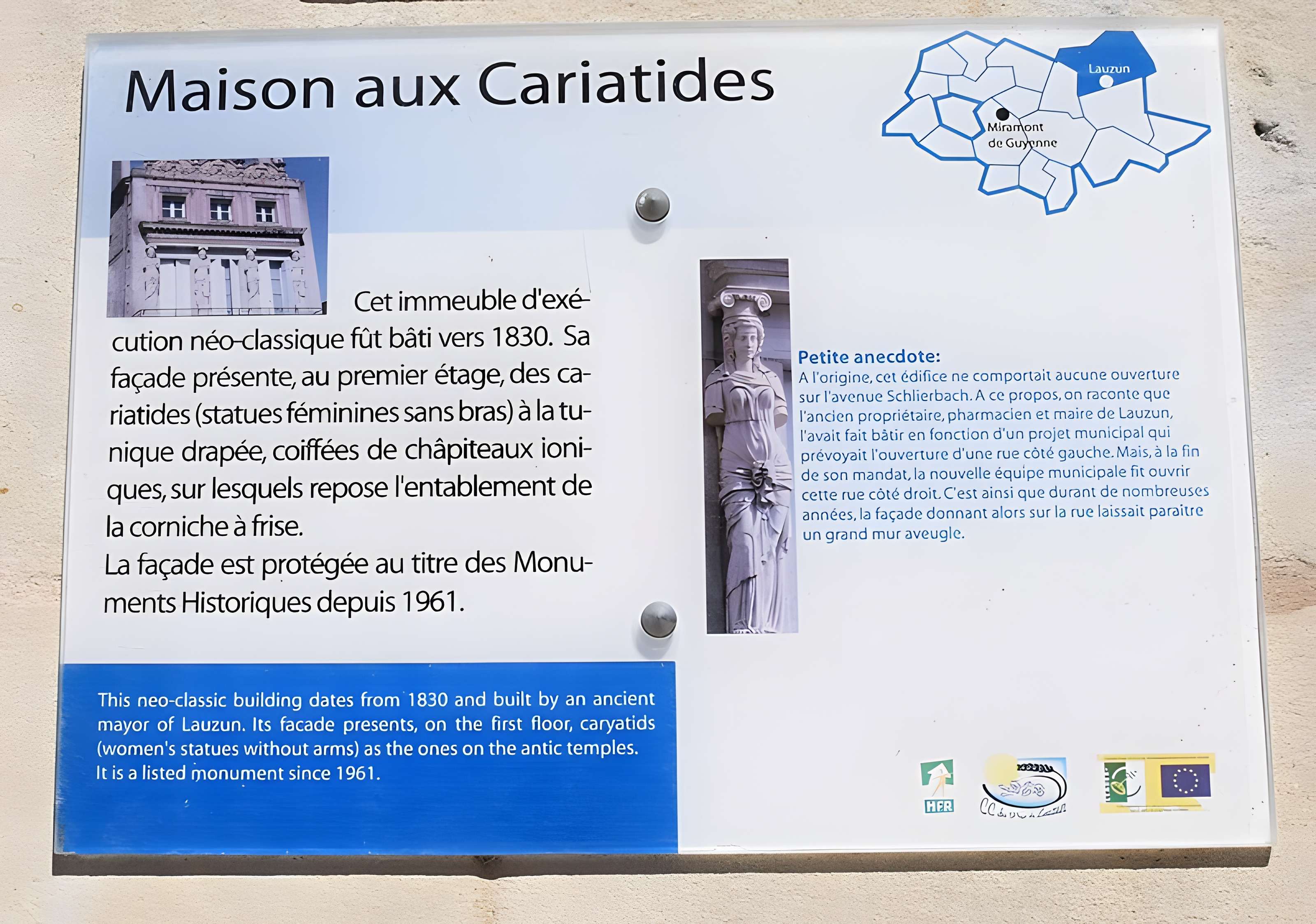 Maison à cariatides, Rue Eugène-Mazelié à Lauzun