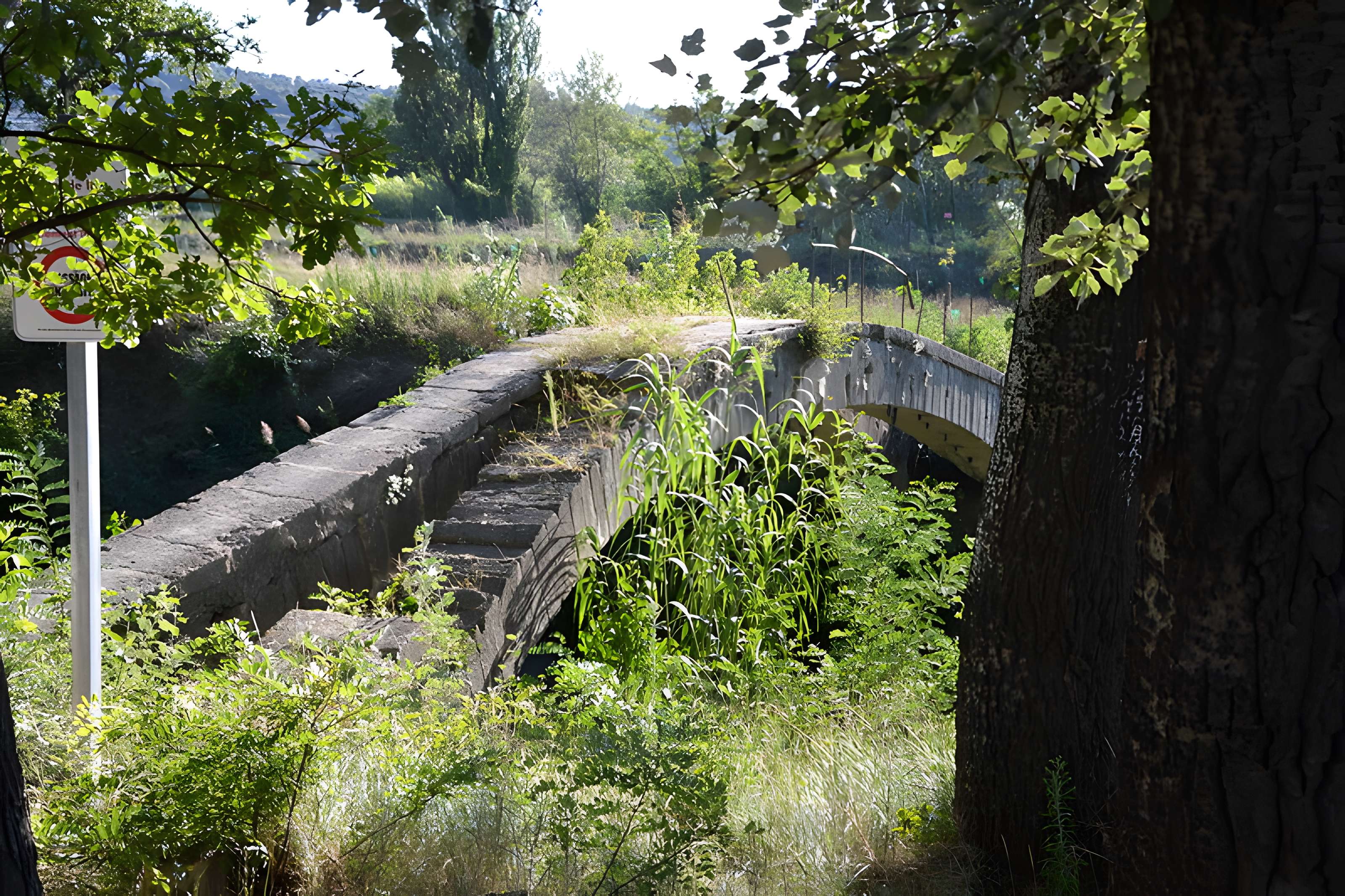 Pont aqueduc de la Canaù, ouvrage d'art du canal Saint-Julien sur la rivière le Coulon, situé au quartier Entre-Deux-Vallats